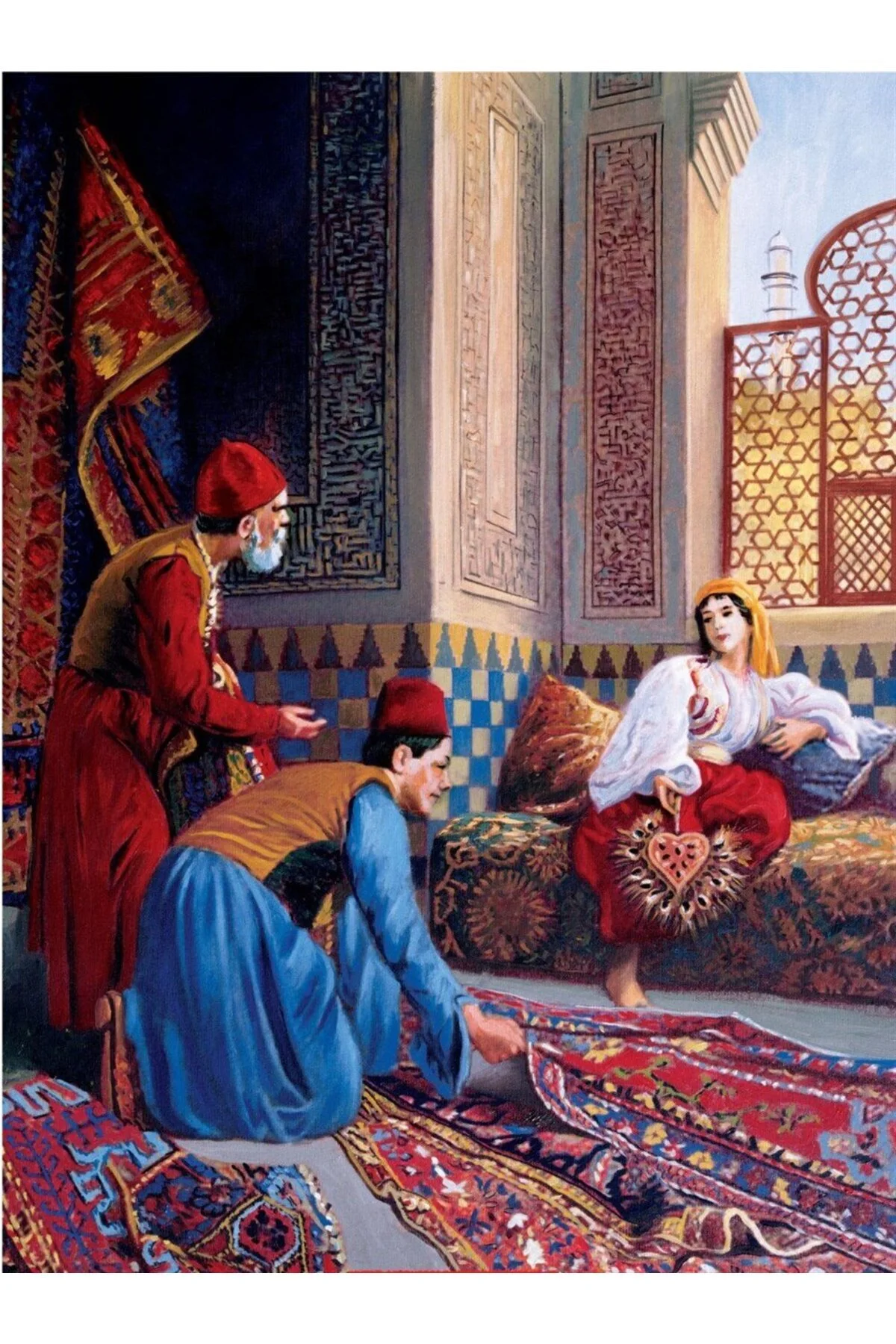 پازل عثمان حمدی بیگ فرش بازرگانان نقاشی الماس موزاییک 38X50 سانتی متر Marcel Kristal Tablo