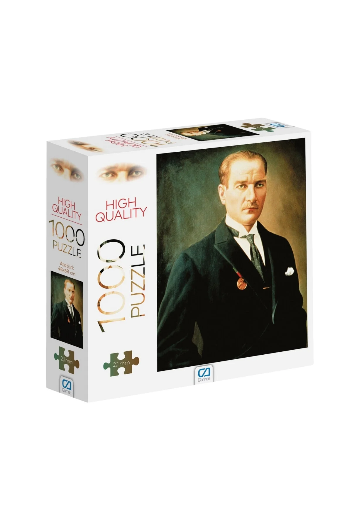 پازل فرمانده کل قوا آتاتورک 1000 قطعه به ضخامت 2.2 میلی متر 48X68 سانتی سری اره منبت کاری مویی سرگرمی حرفه ای از ترکیه CA Games