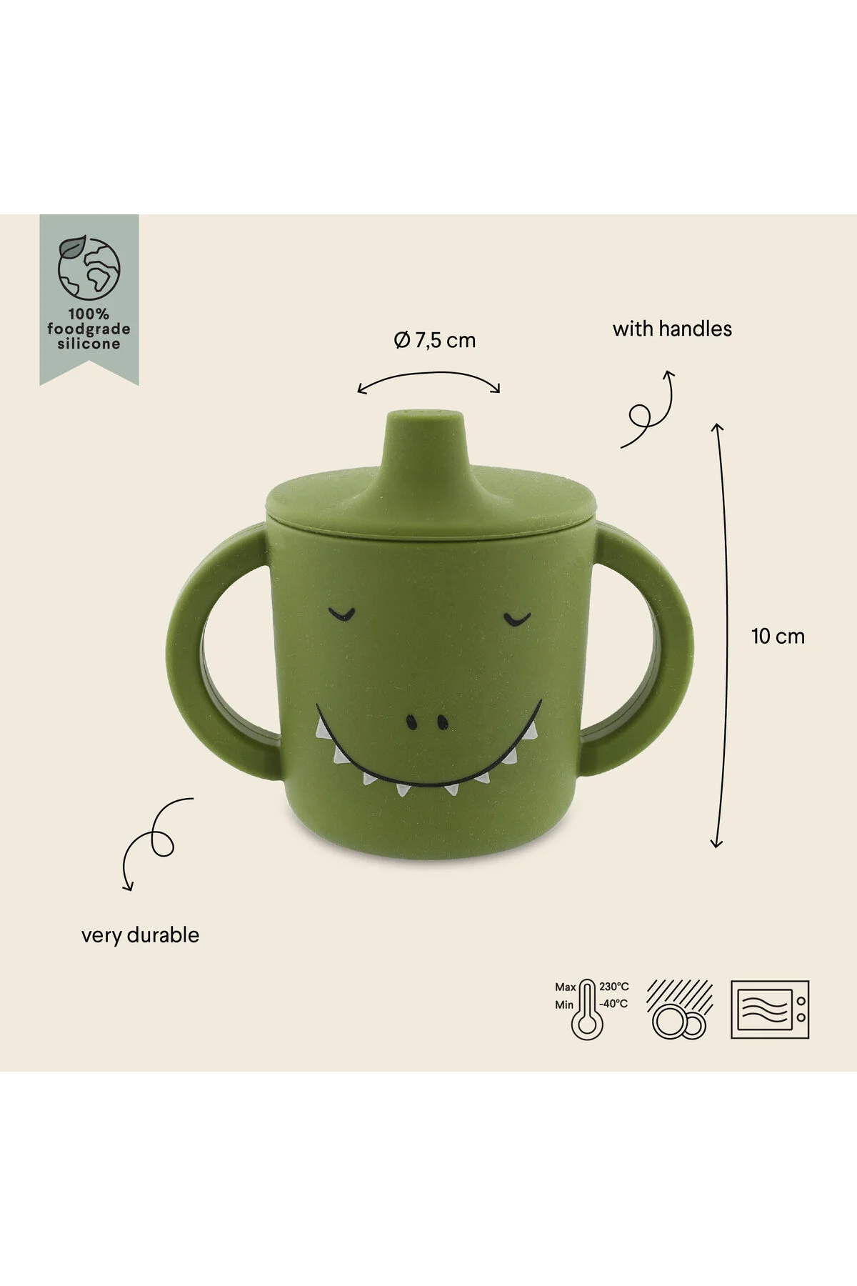 لوازم جانبی تغذیه جام سیلیکونی SIPPY CUP MR. دینو کودک آبکی Trixie