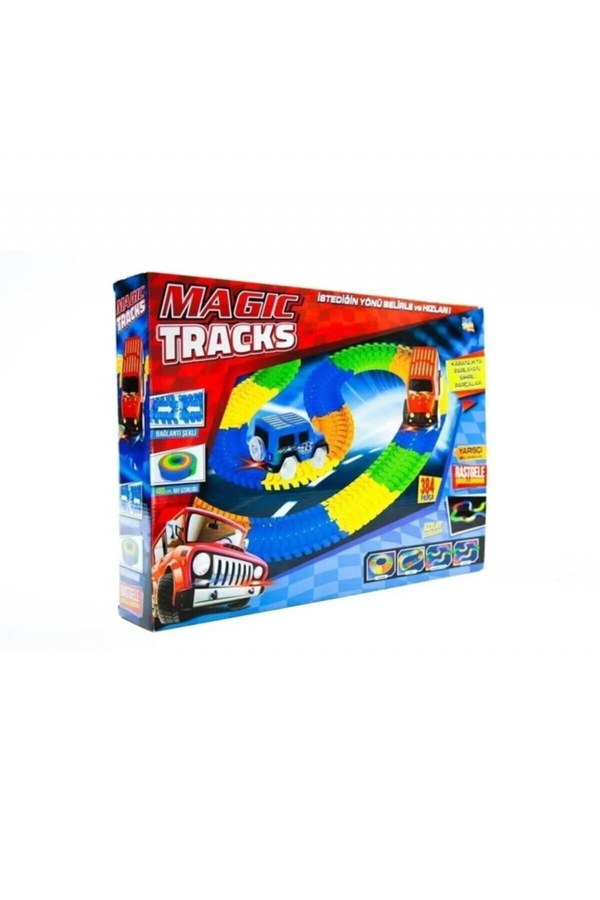 لگو و اسباب بازی های ساخت محور LIGHTED ROAD MAGIC TRACKS PLAY SET 384 PIECES ست پیست ماشین مجموعه از ترکیه PeriYedi