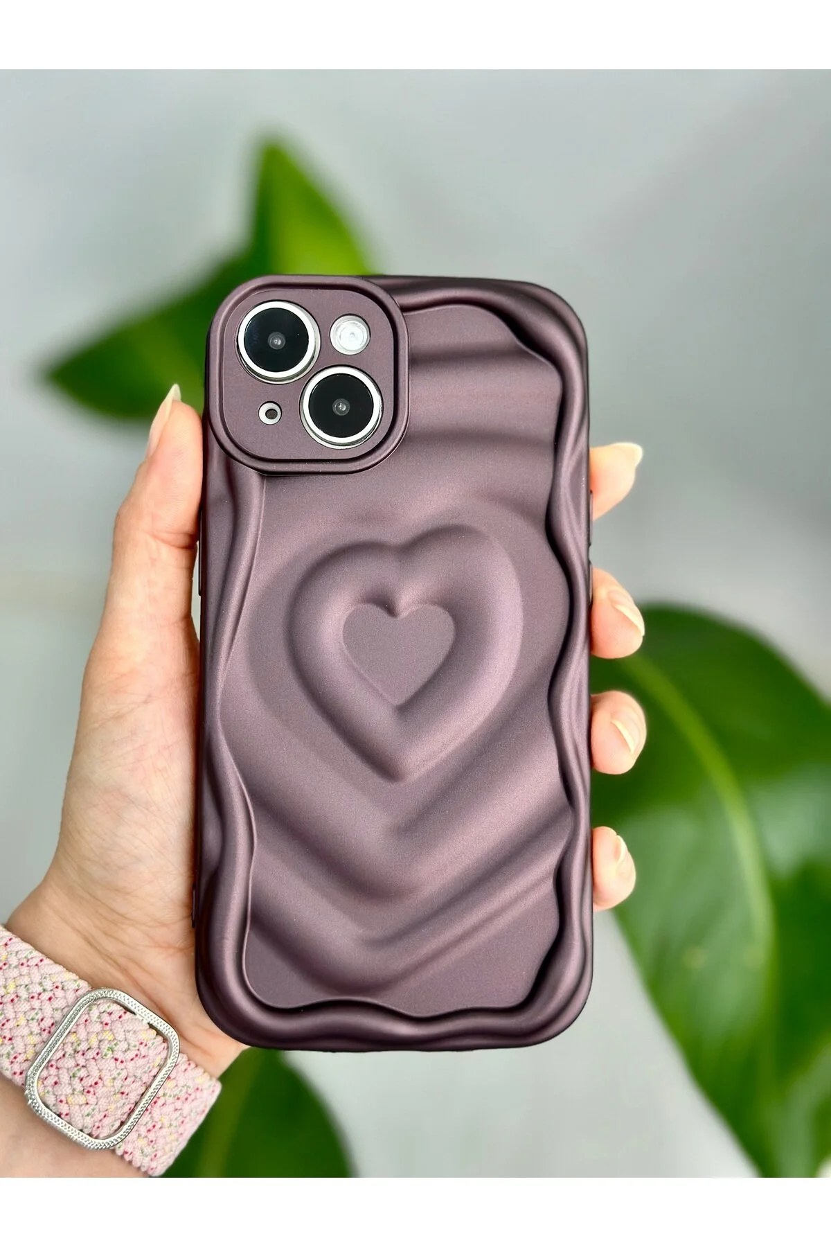 کاور و قاب سیلیکونی محافظت شده با دوربین سه بعدی مات برجسته طرح قلب برای APPLE IPHONE 13 14 سازگار Go Aksesuar