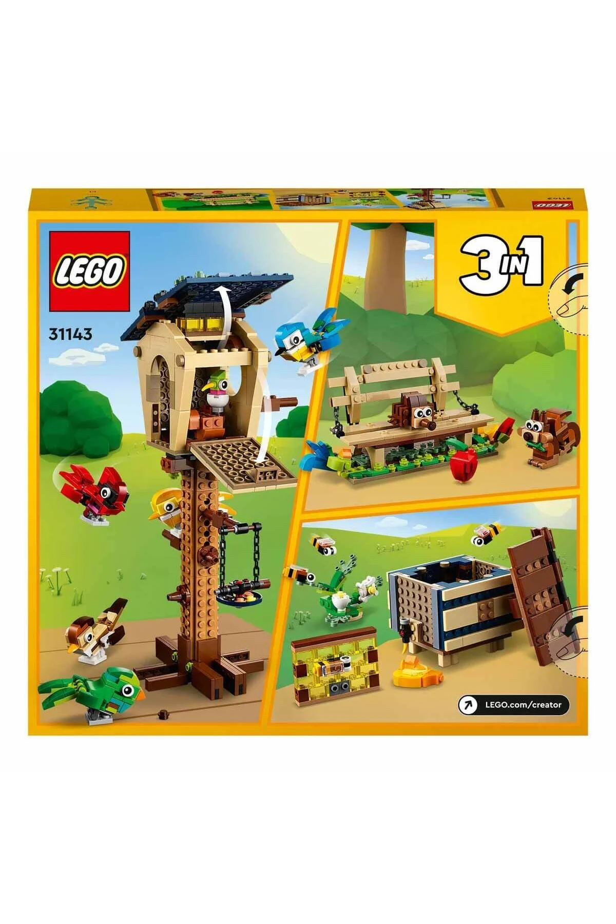 لگو خالق 3 پرنده خانه 31143 8 سال بزرگتر برای کودکان جوجه تیغی سنجاب اورجینال LEGO