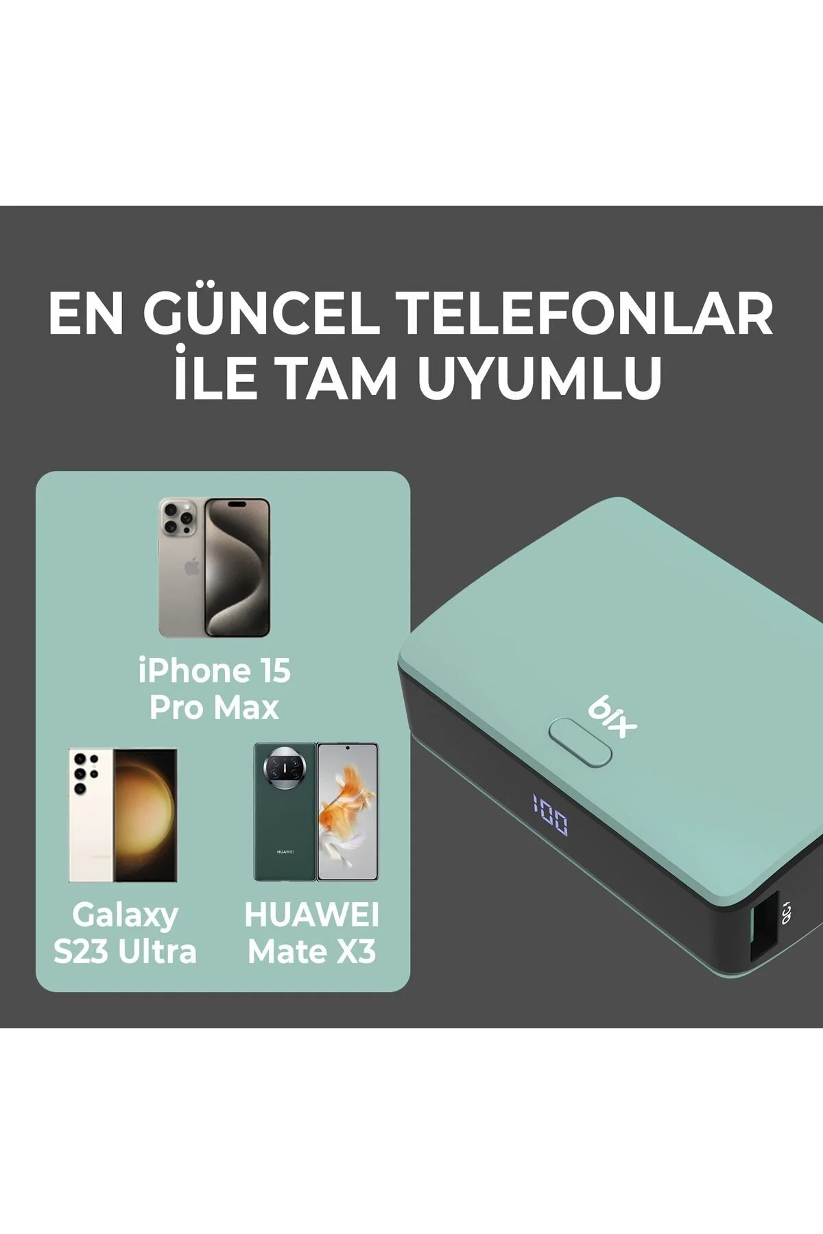 پاوربانک کوچک PB106 10000MAH PD20W نوع C USB دو خروجی با نشانگر LED سبز اورجینال Bix