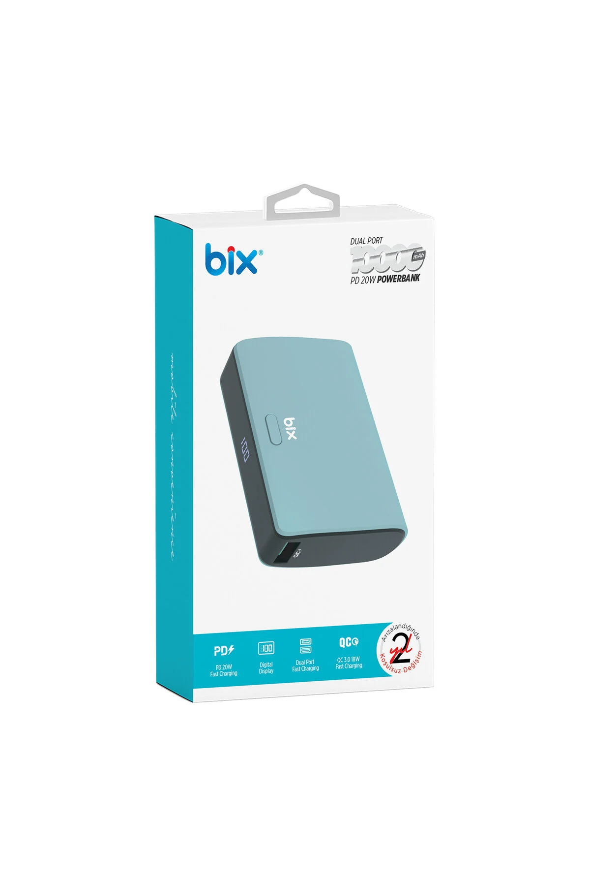پاوربانک کوچک PB106 10000MAH PD20W نوع C USB دو خروجی با نشانگر LED سبز اورجینال Bix
