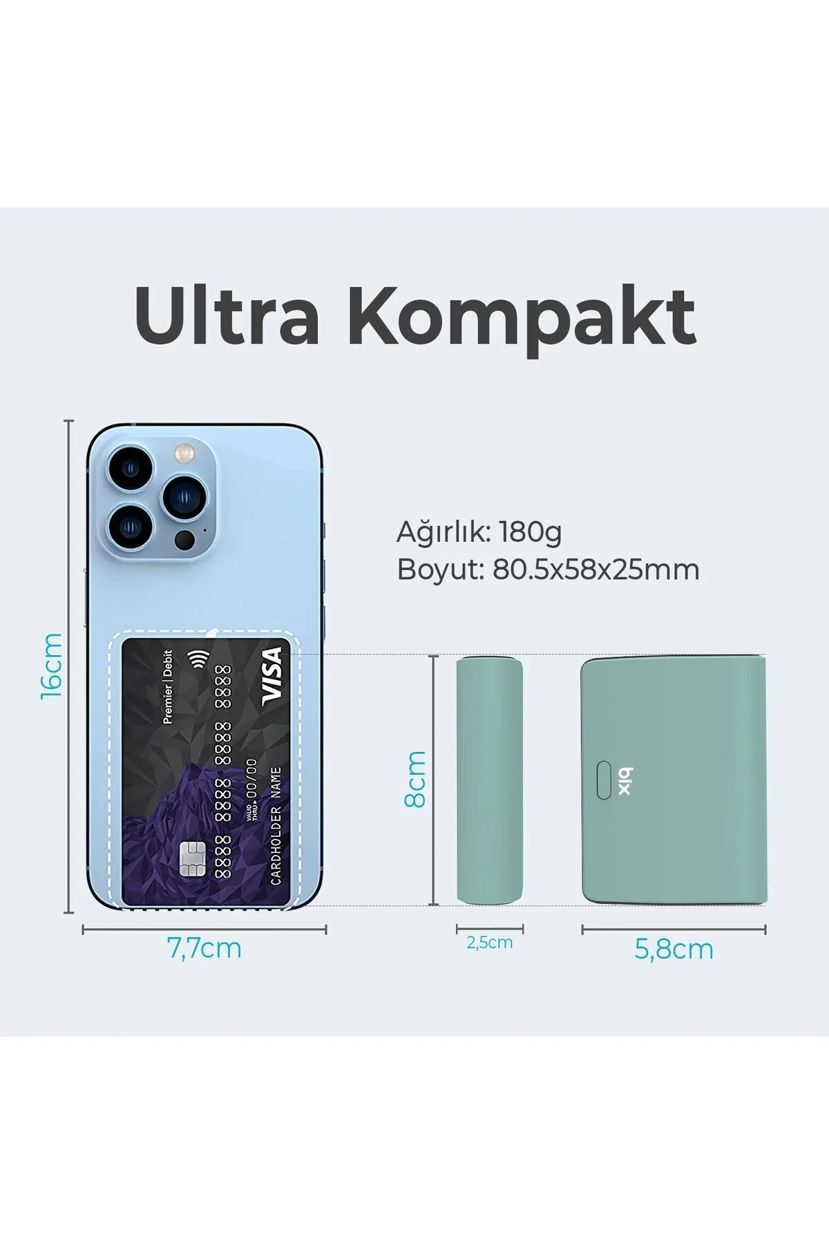 پاوربانک کوچک PB106 10000MAH PD20W نوع C USB دو خروجی با نشانگر LED سبز اورجینال Bix