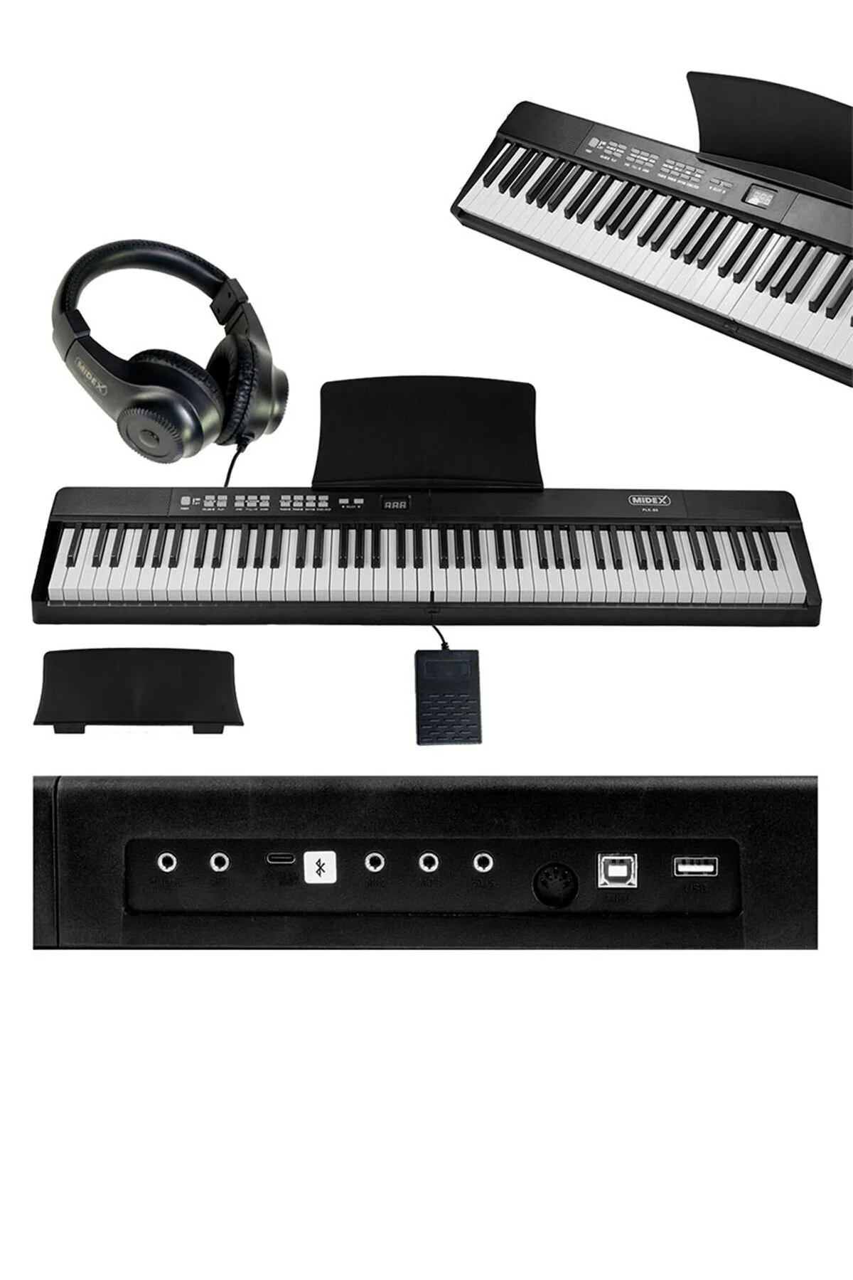 پیانو PLX 80BK H قابل حمل KEY PIANO DIGITAL 88 CT کیف هدست پایدار Midex