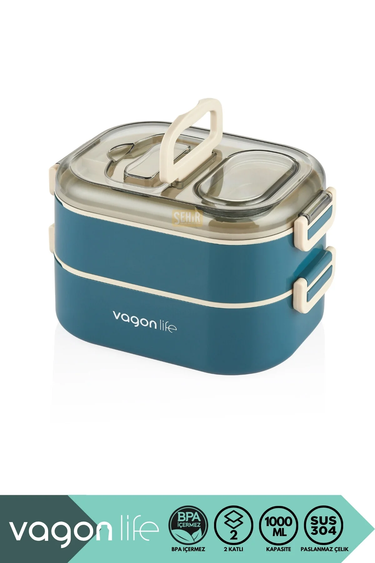 ست ظروف کمپینگ آبی BENTO 1000ml Lunchbox مجموعه جدید Double Floor 3 جعبه ناهار خوری خط اکسپدیشن استیل Vagonlife