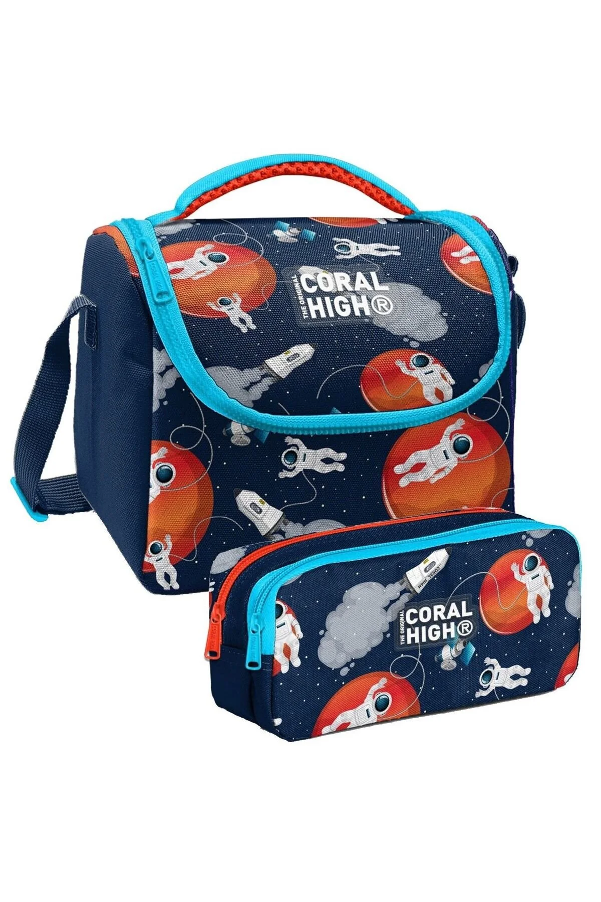 کیف ناهار و ست مداد مردانه با طرح فضانورد رنگ آبی تیره Coral High