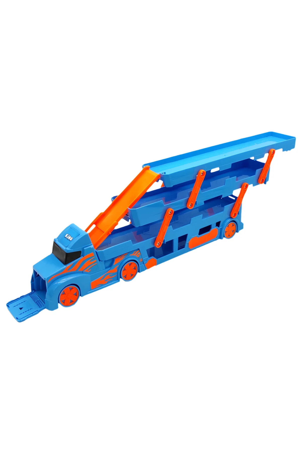 ماشین اسباب بازی کامیون حمل و نقل با مسیر مسابقه آبی 1033 بدون King Toys