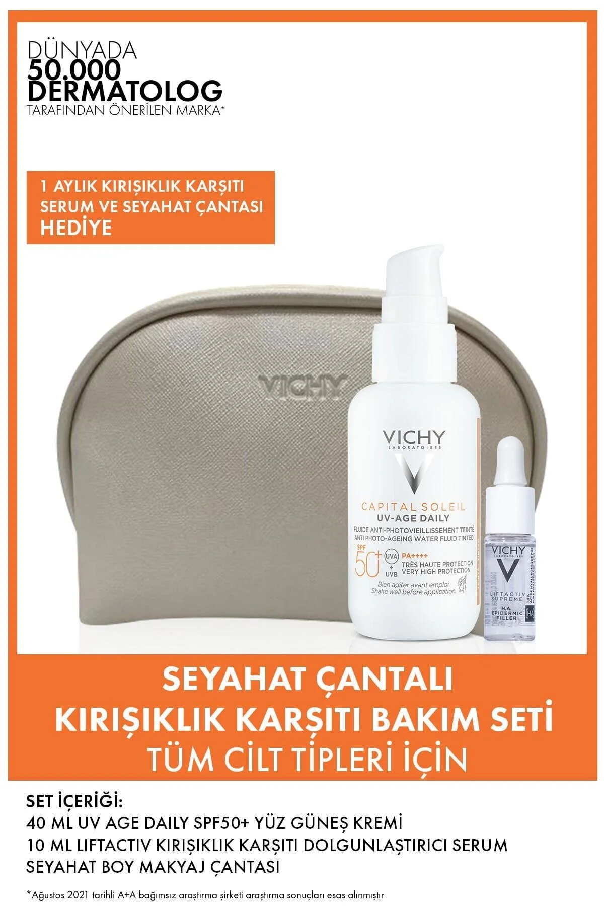 ست کرم ضد آفتاب UV AGE DAILY SPF50 HIGH SUN CREAM BAG ANTI RIGHT ویشی Vichy