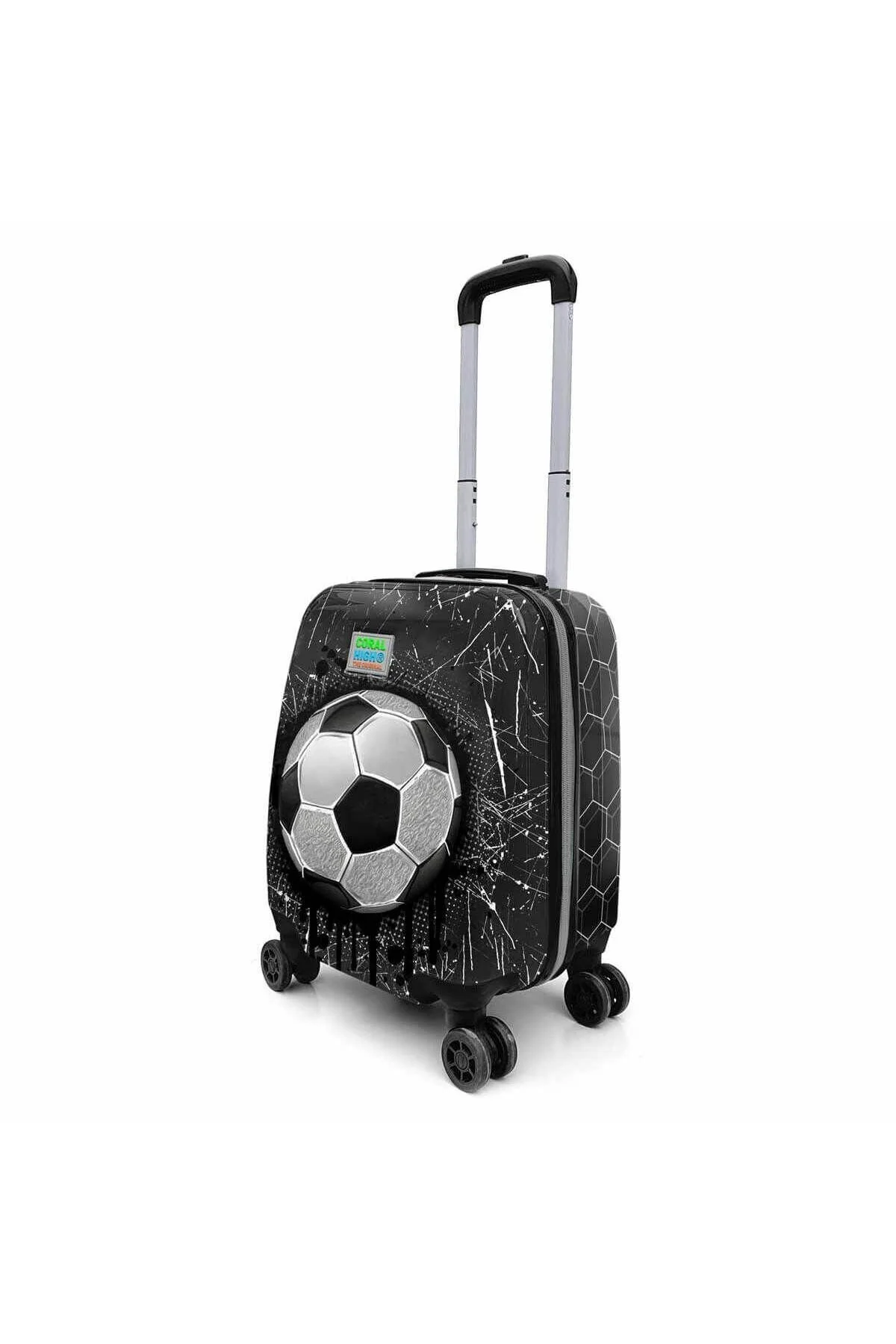 کیف مدرسه چمدان غلتکی طرح دار مشکی Coral High
