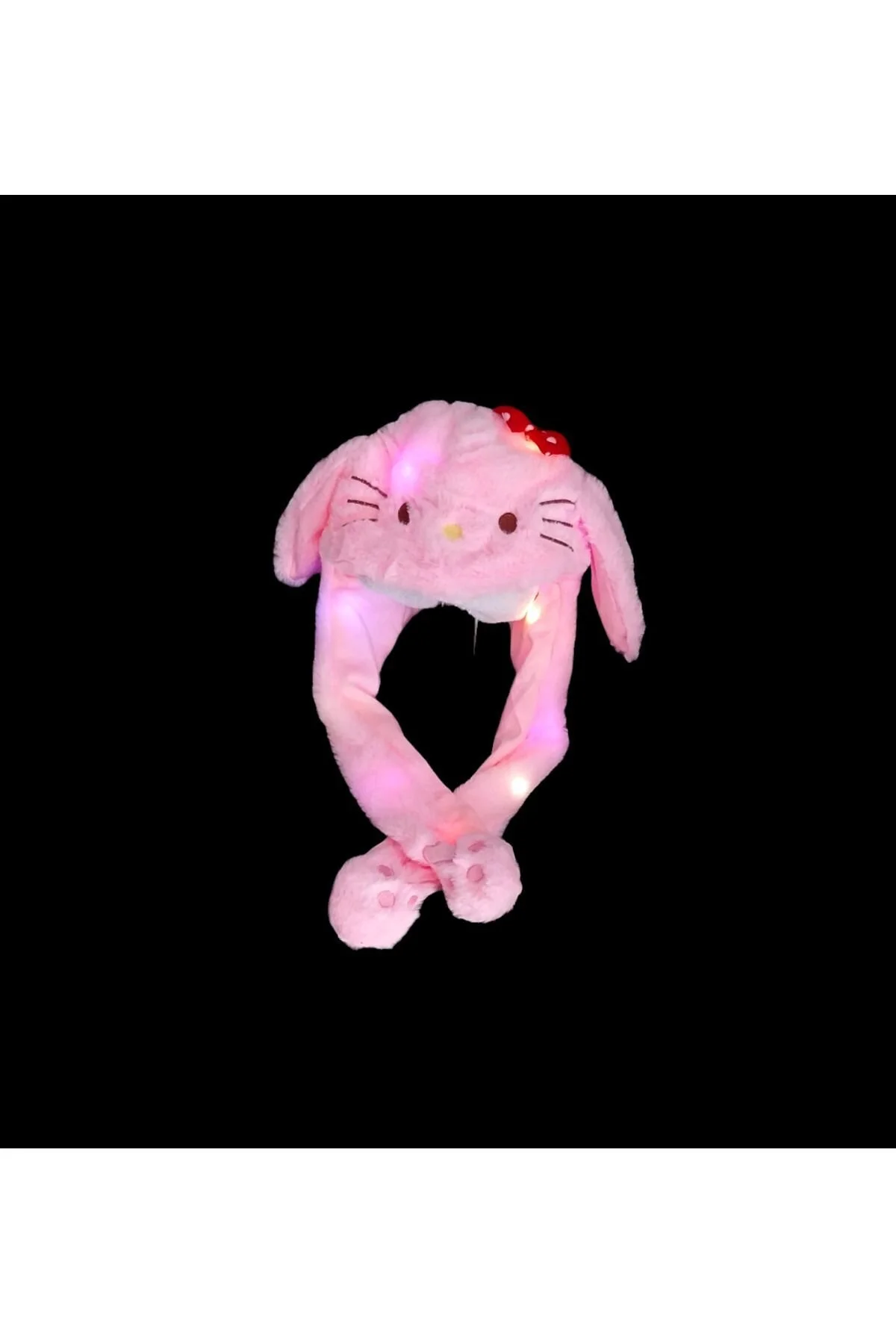 اسباب بازی های پشمی میزوترند لوبی مخملی صورتی با گوشهای متحرک هیکل HELLO KITTY از ترکیه miso aksesuar takı