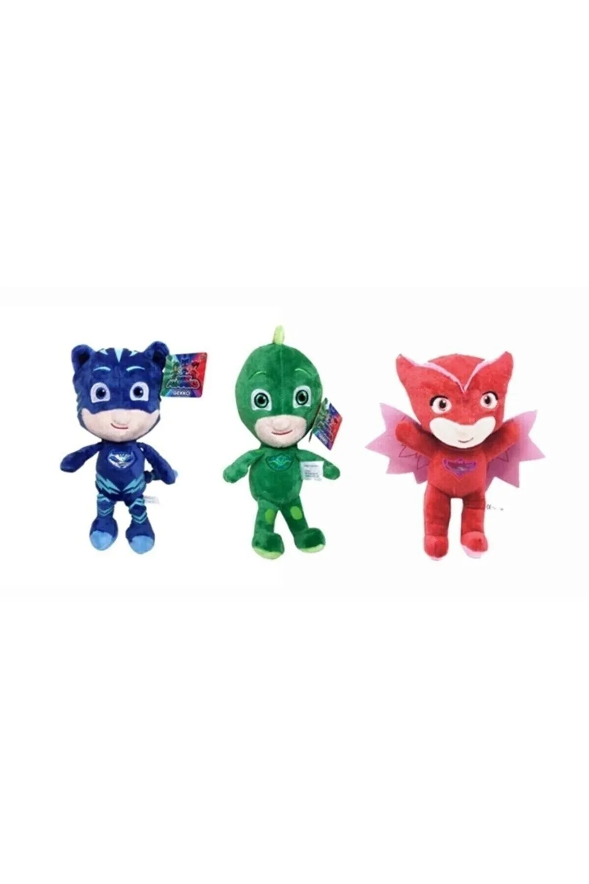 اسباب بازی های پشمی PJ MASKS PIJAMASKELILER ست مخمل دار زیبا 3 15 سانتی متری GEKKO OWLETTE CATBOY Genel Markalar