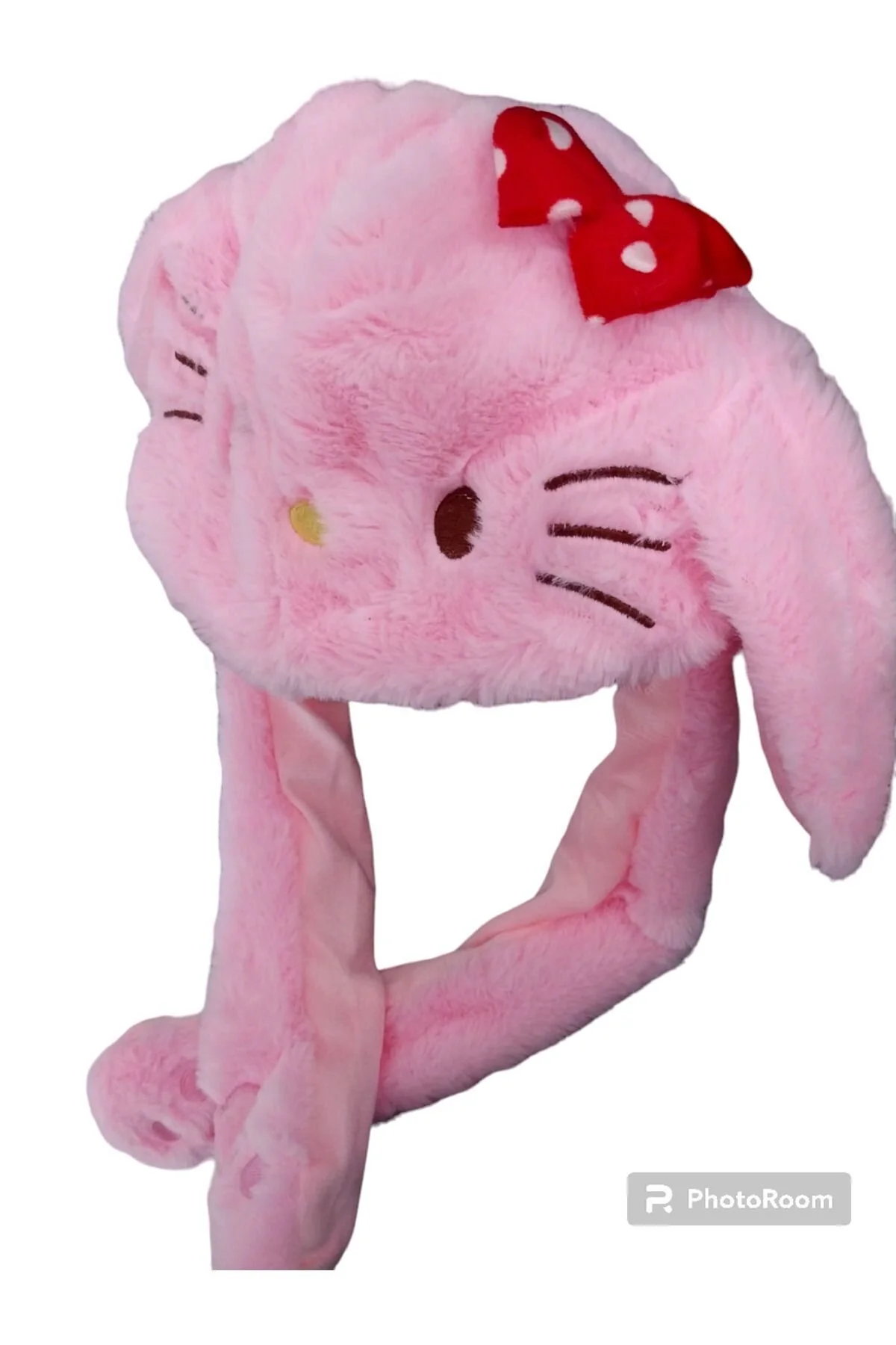 اسباب بازی های پشمی میزوترند لوبی مخملی صورتی با گوشهای متحرک هیکل HELLO KITTY از ترکیه miso aksesuar takı