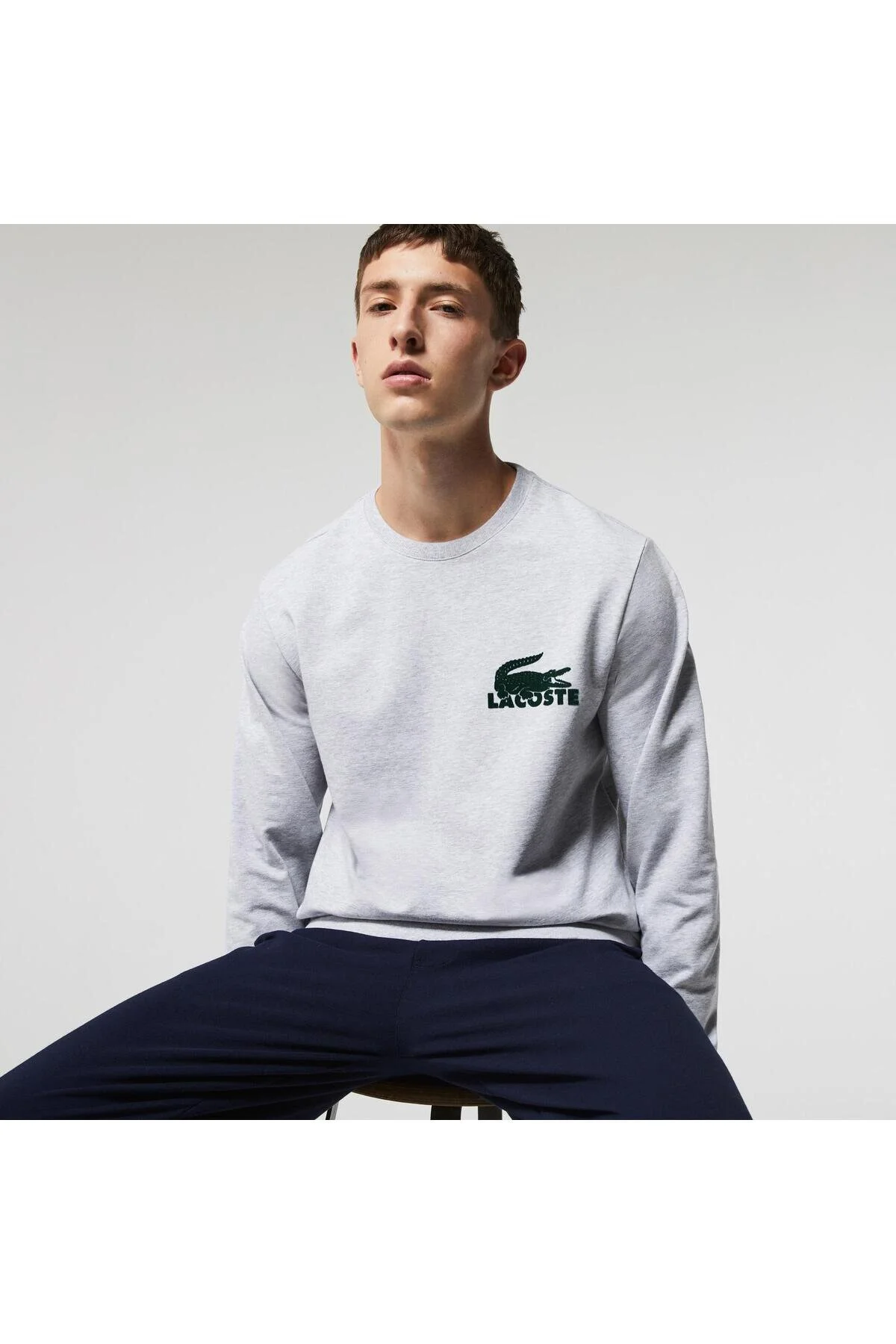 سویشرت ورزشی خاکستری مردانه Sh7477Y9K لاگوست اورجینال Lacoste