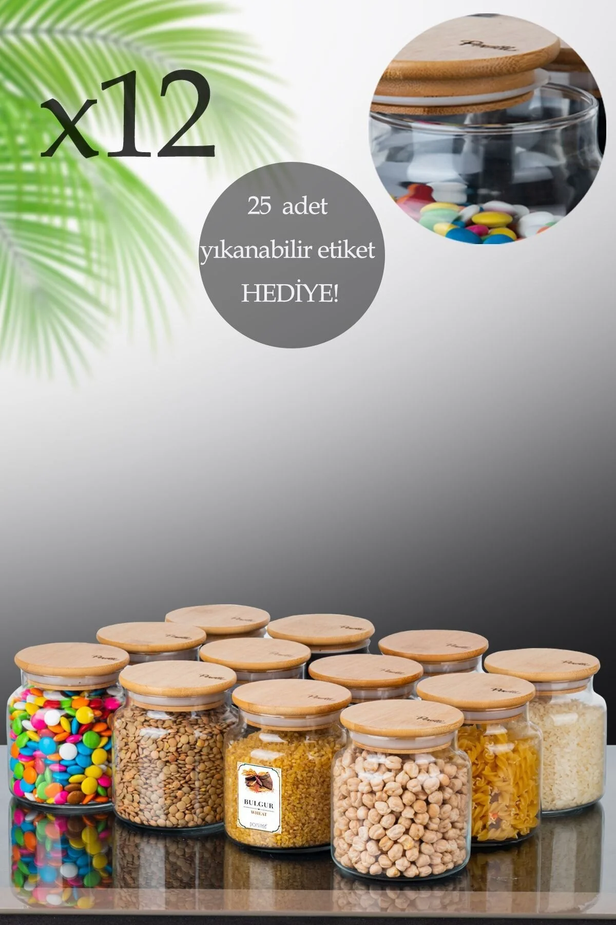 شیشه (جار) چند رنگ جار ست 12 عددی ظرف شیشه‌ای ادویه‌جات پروتی Perotti