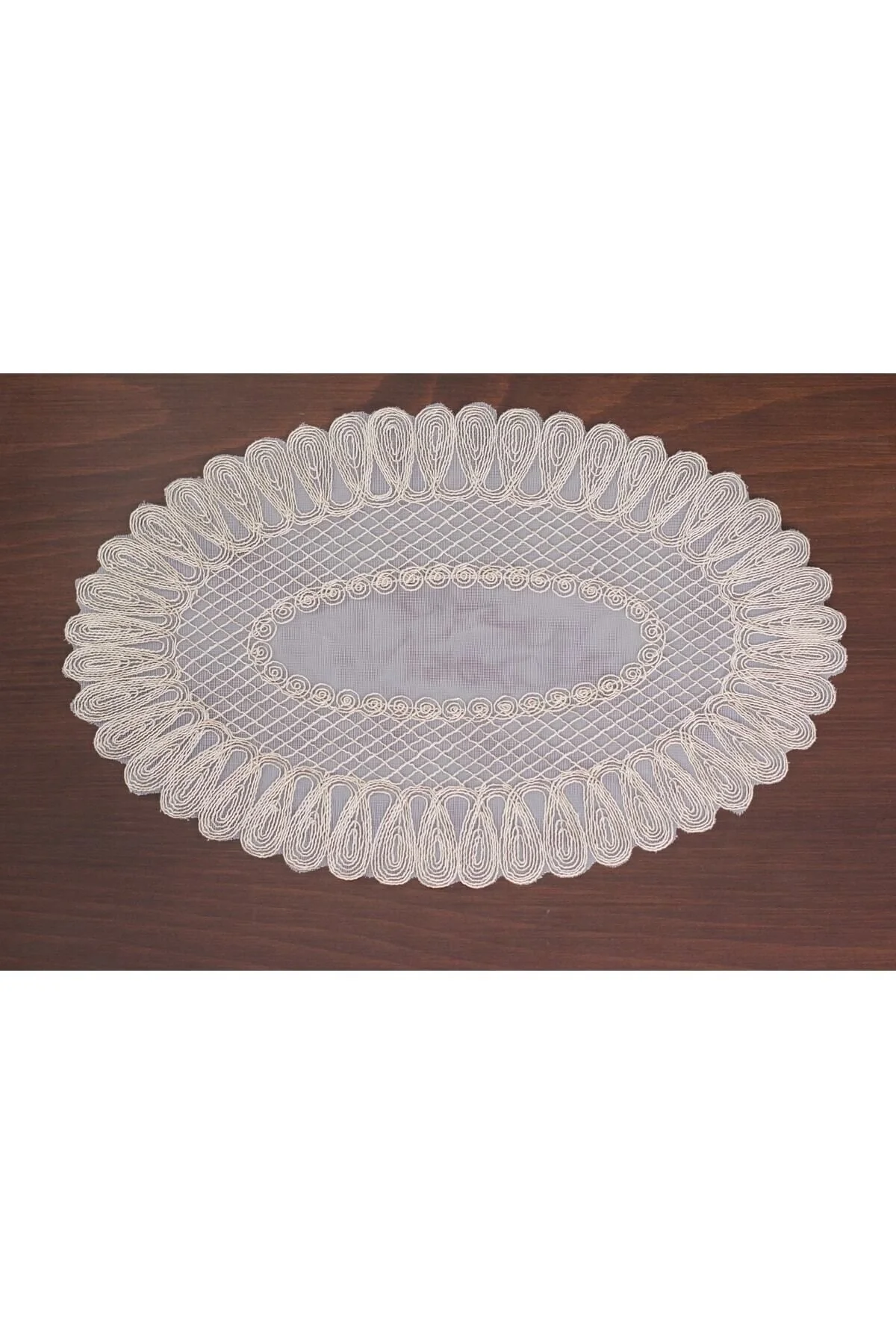 رانر و زیر بشقابی مجموعه خدمات آمریکایی SUPLA RUNNER برای 6 نفر گلدوزی VIVIEN BEIGE 7 قطعه جدول ارائه Tropikhome