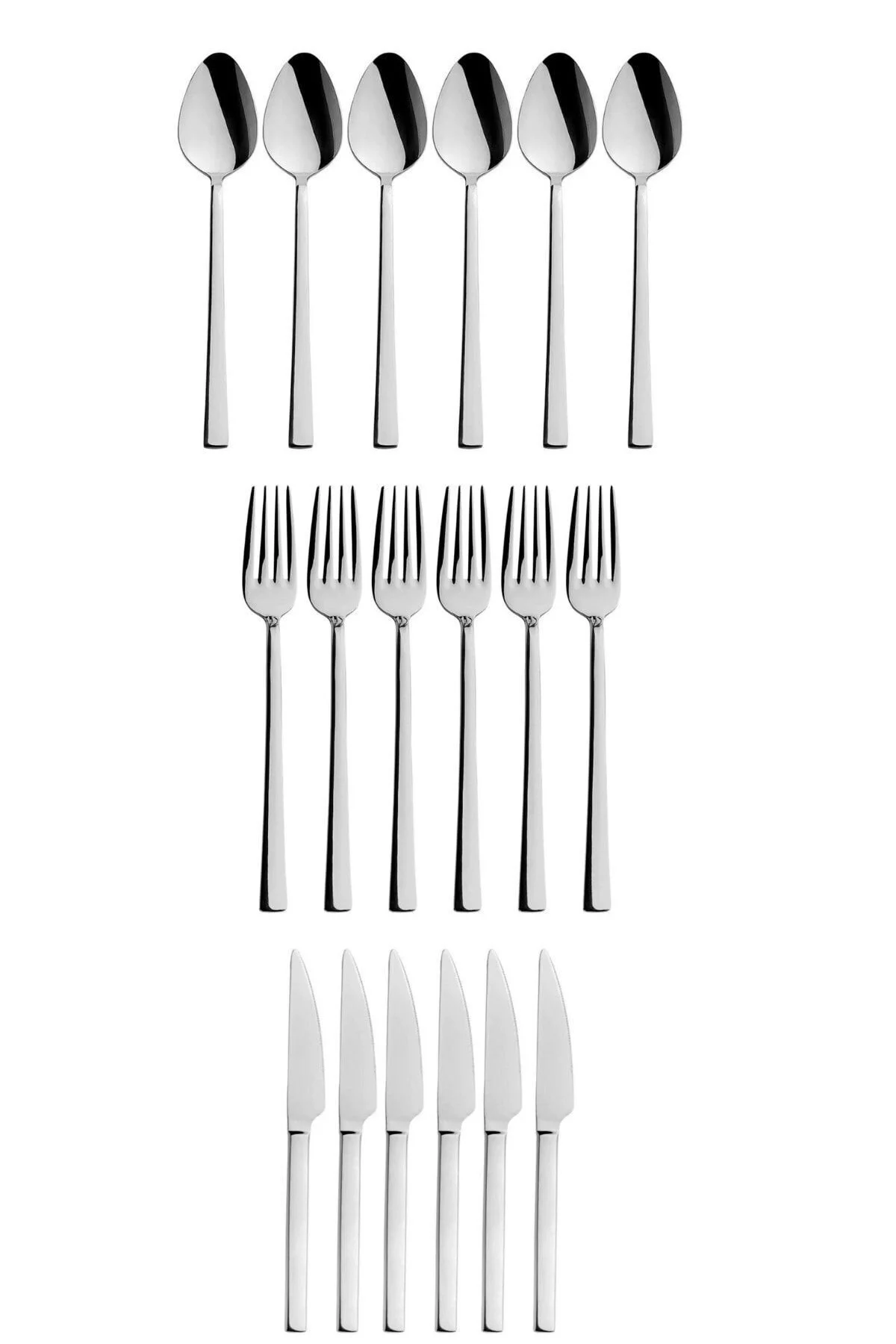 قاشق چنگال و چاقو نقره‌ای کیک نقره ای روشن چای خوری جاتال استیل ضد زنگ مجموعه 18 قطعه Kitchen Design Lab