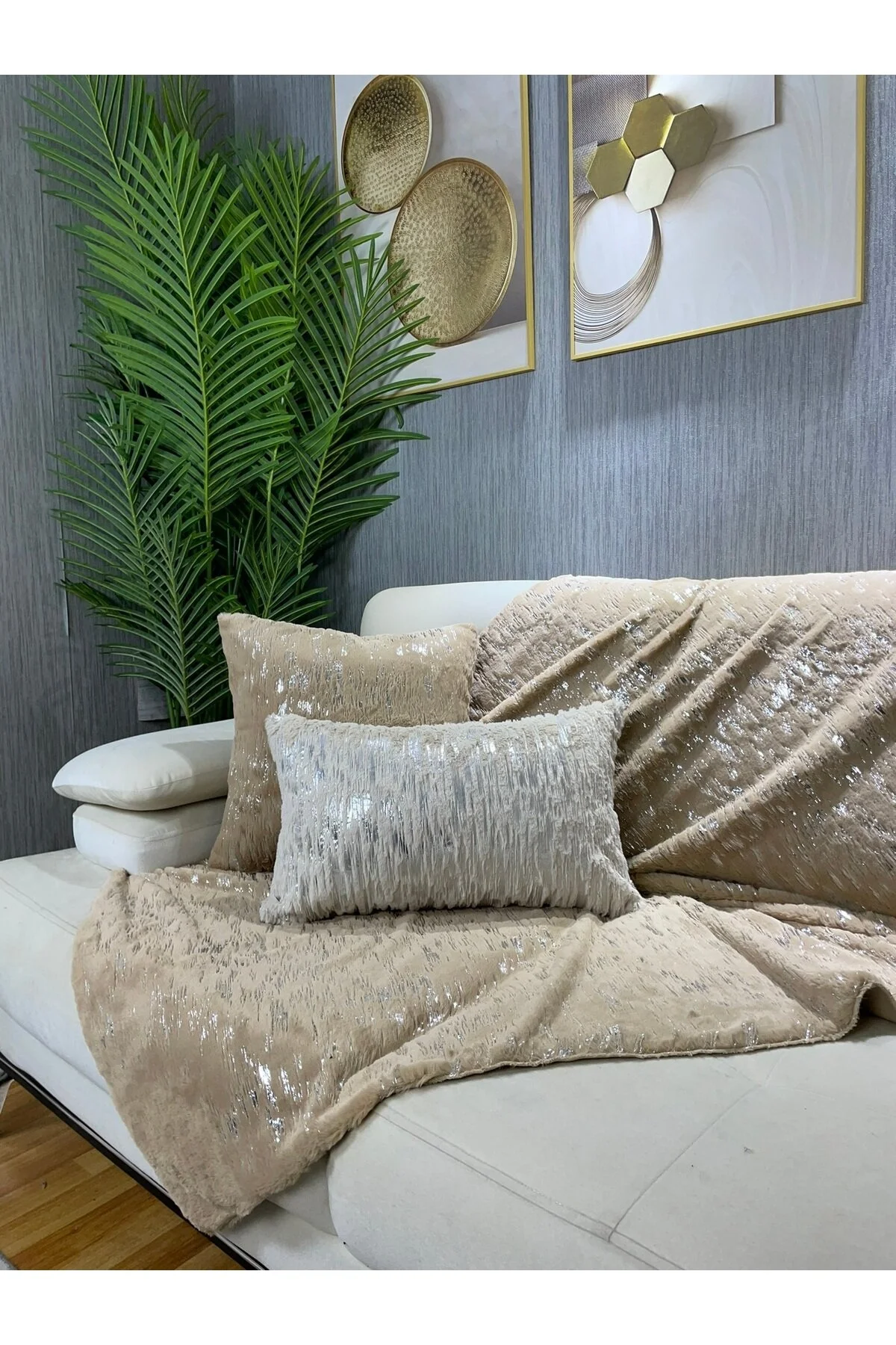 روکش مبل خرگوش نقره ای مخمل خواب دار زیر پوشش صندلی چاپی و شال Paris Life