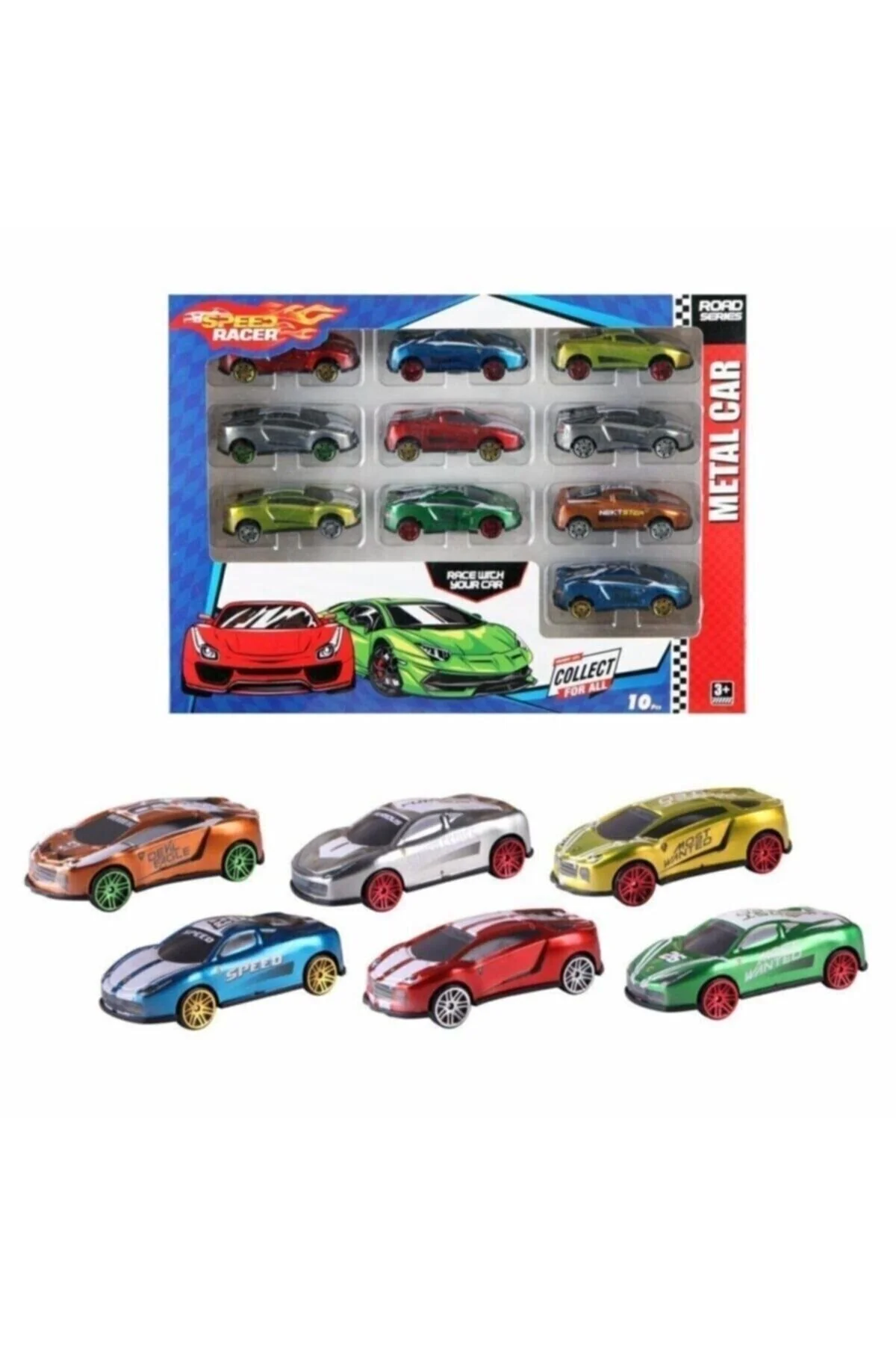 ماشین اسباب بازی ست اسپید 10 تکه فلزی دایکاست چرخ داغ مدل مشابه Toysan