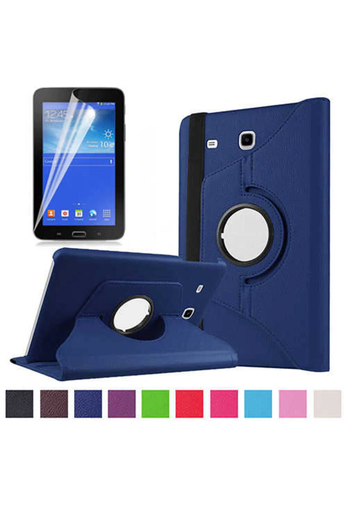 کاور تبلت قاب پایه قابل چرخش ZORE سازگار با GALAXY TAB 3 LITE 7.0 آبی سرمه ای Genel Markalar