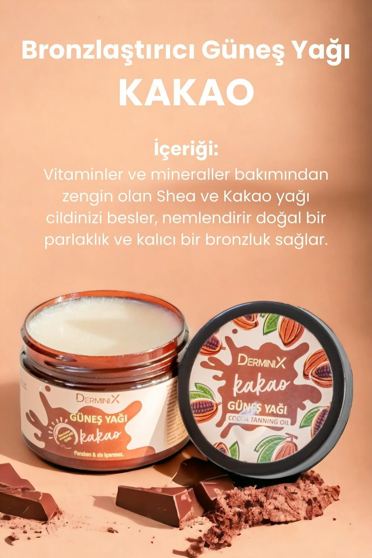 Derminix روغن آفتابی برنزه کاکائو