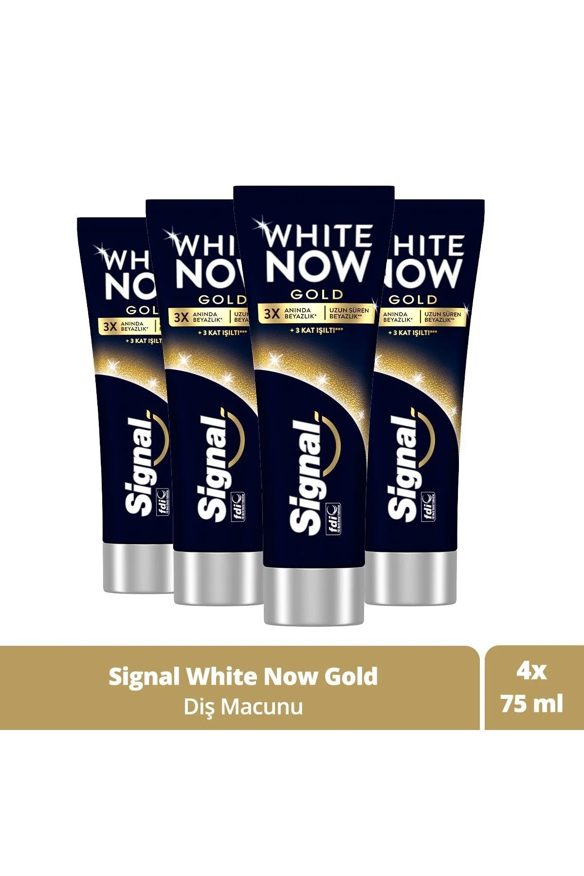 خمیردندان خمیر دندان سفید کننده شیمر WHITE NOW GOLD 75ML X4 اورجینال Signal