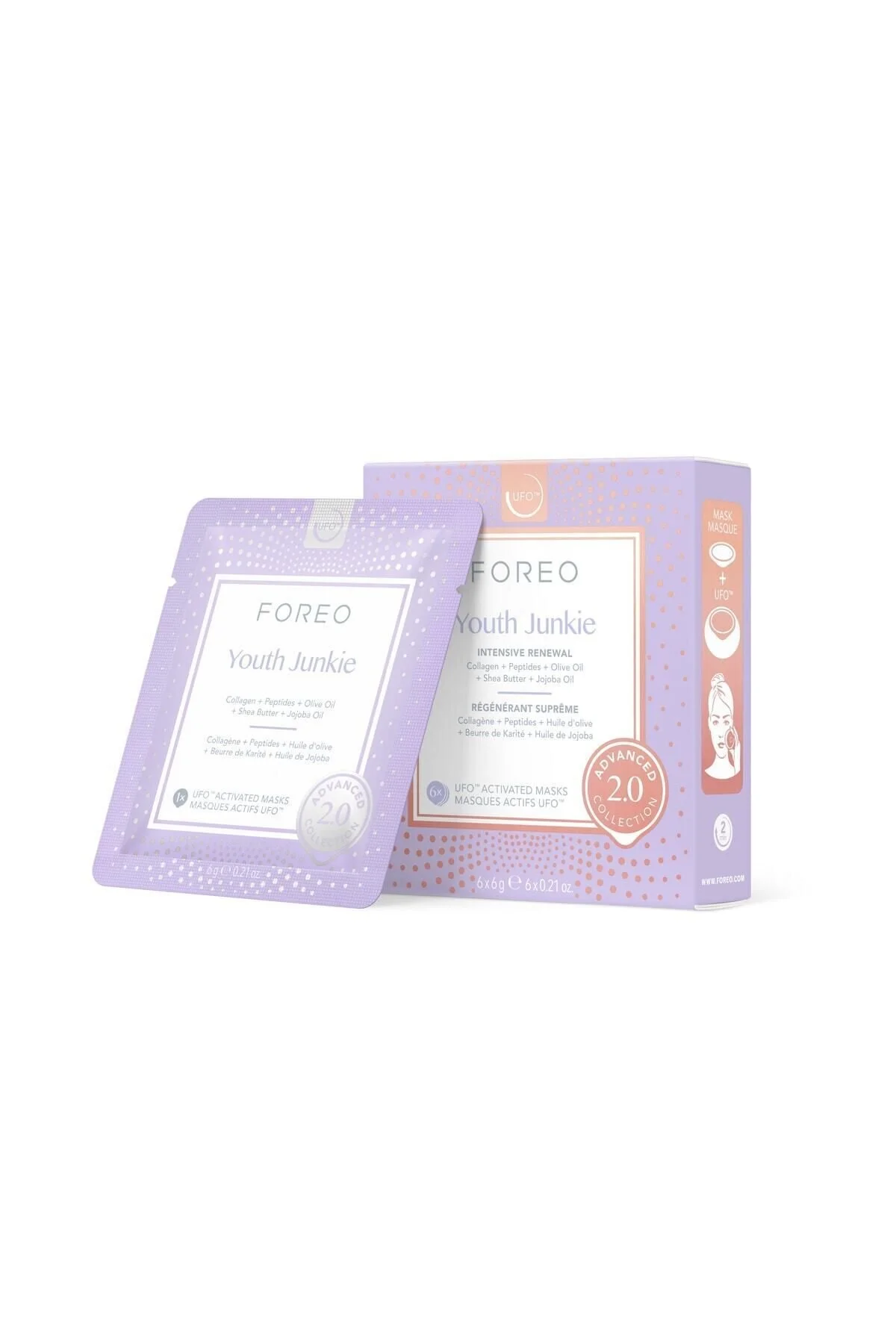 ماسک صورت واتر جت Ufo ™ جوانان Junkie 20 6 قطعه فعال  Foreo