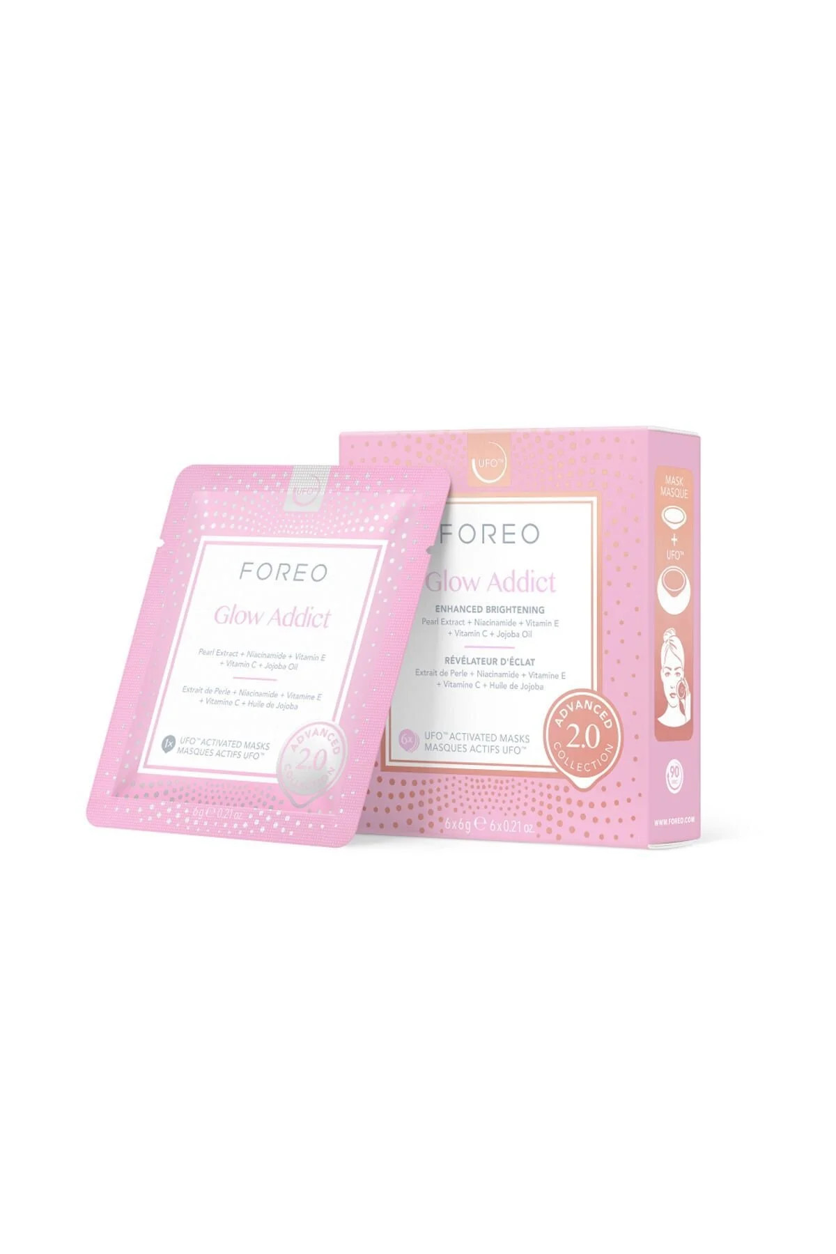 ماسک صورت واتر جت Ufo ™ Glow Addict 20 با 6  Foreo