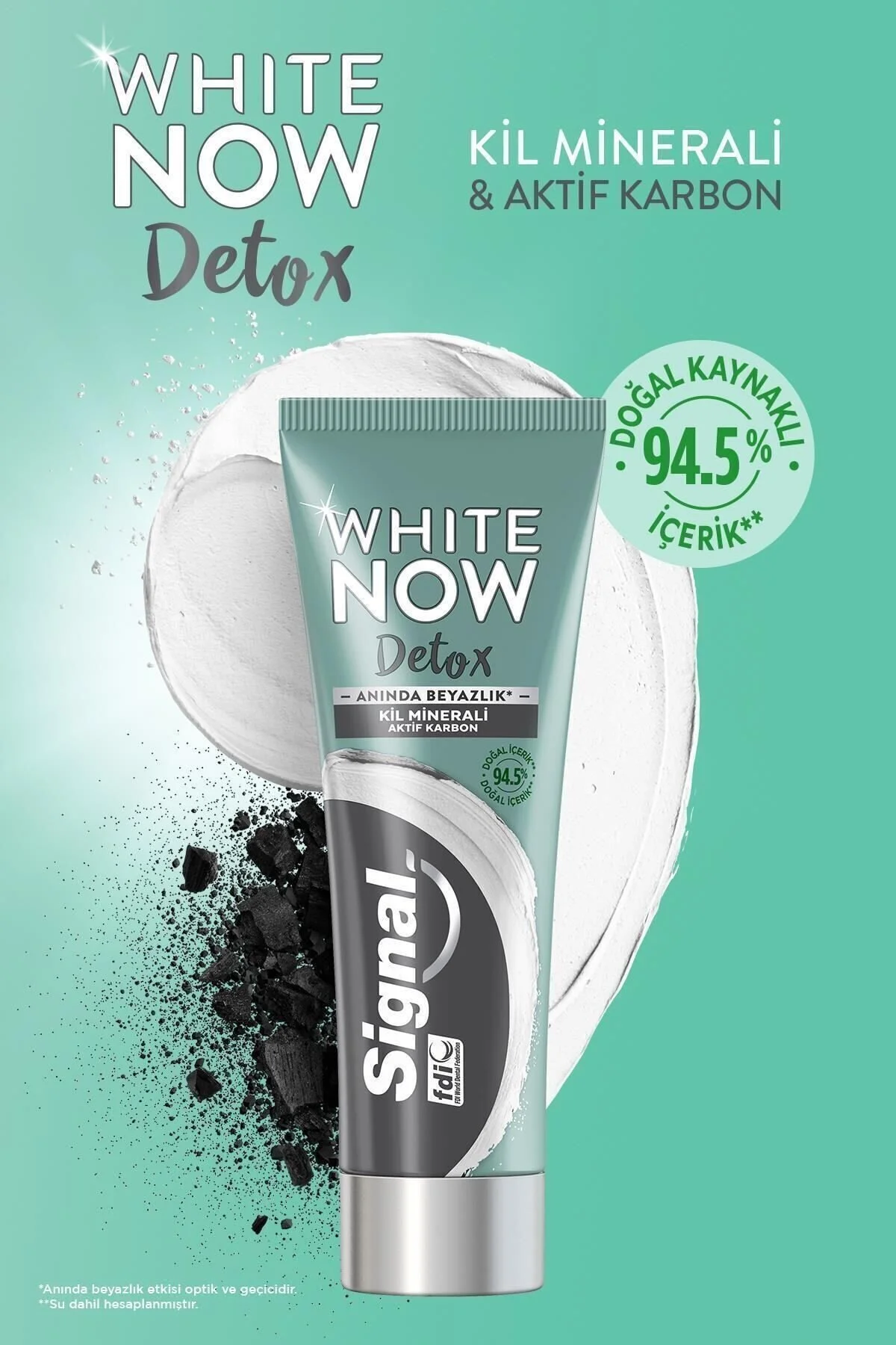 خمیردندان خمیر دندان WHITE NOW DETOX INSTANT WHITENESS CLAY MINERAL ACTIVATED CARBON 75 ML اورجینال Signal
