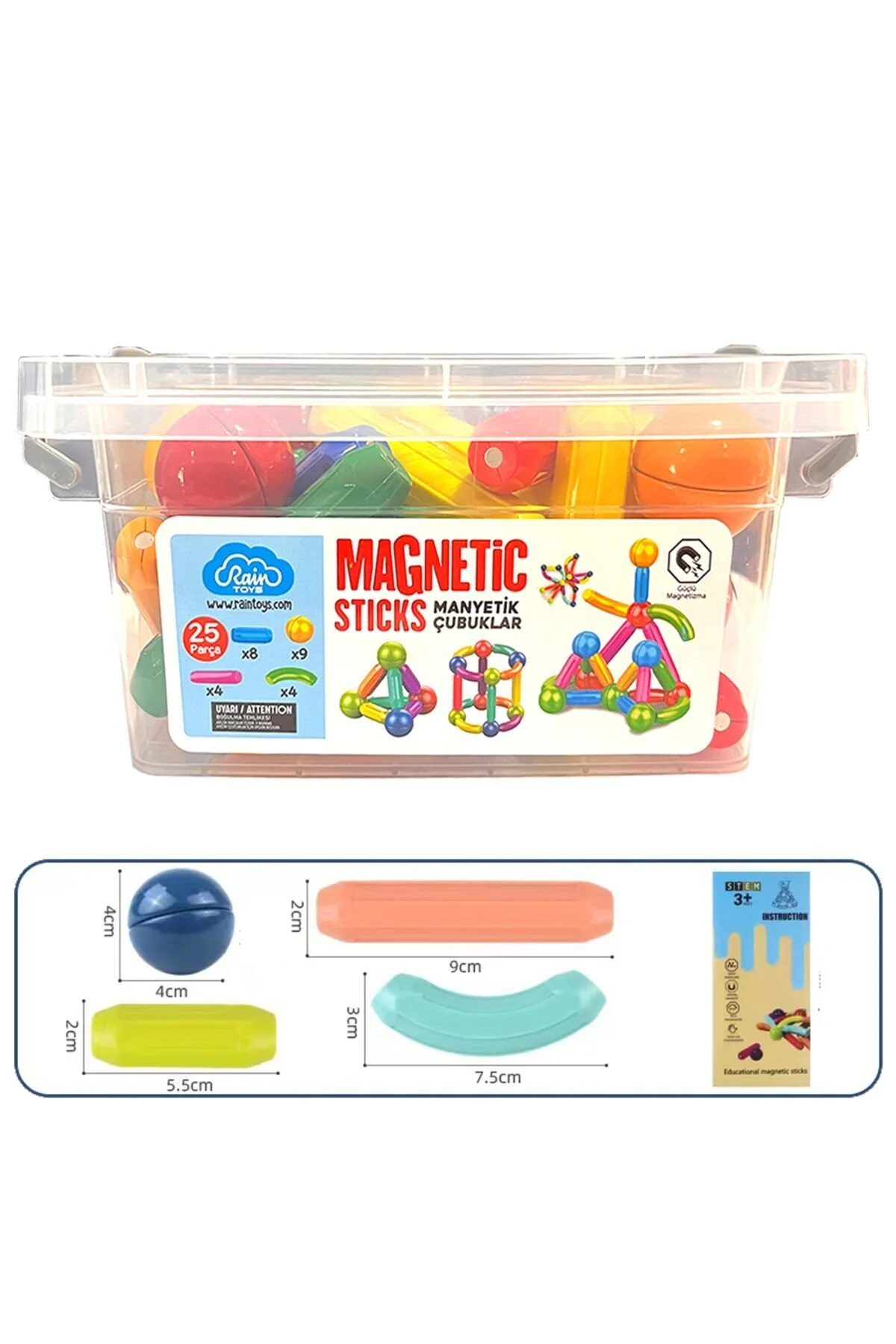 لگو و اسباب بازی های ساخت محور پازل آموزشی MAGNETIC STICKS SET 25 PIECES FUN از ترکیه raintoys