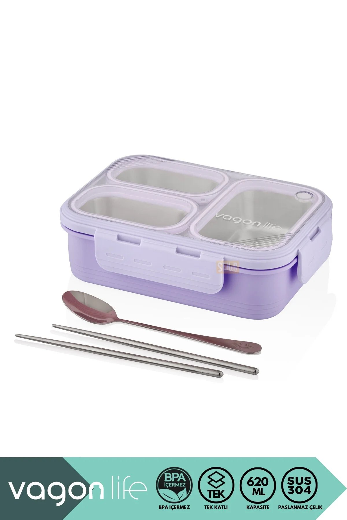 ست ظروف کمپینگ بنفش Bento 620ml Lunchbox مجموعه جدید مجرد Forea Vagonlife