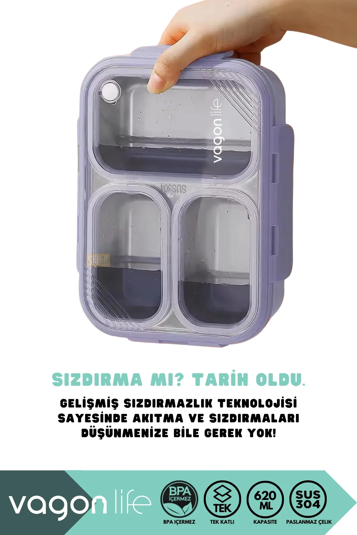 ست ظروف کمپینگ بنفش Bento 620ml Lunchbox مجموعه جدید مجرد Forea Vagonlife