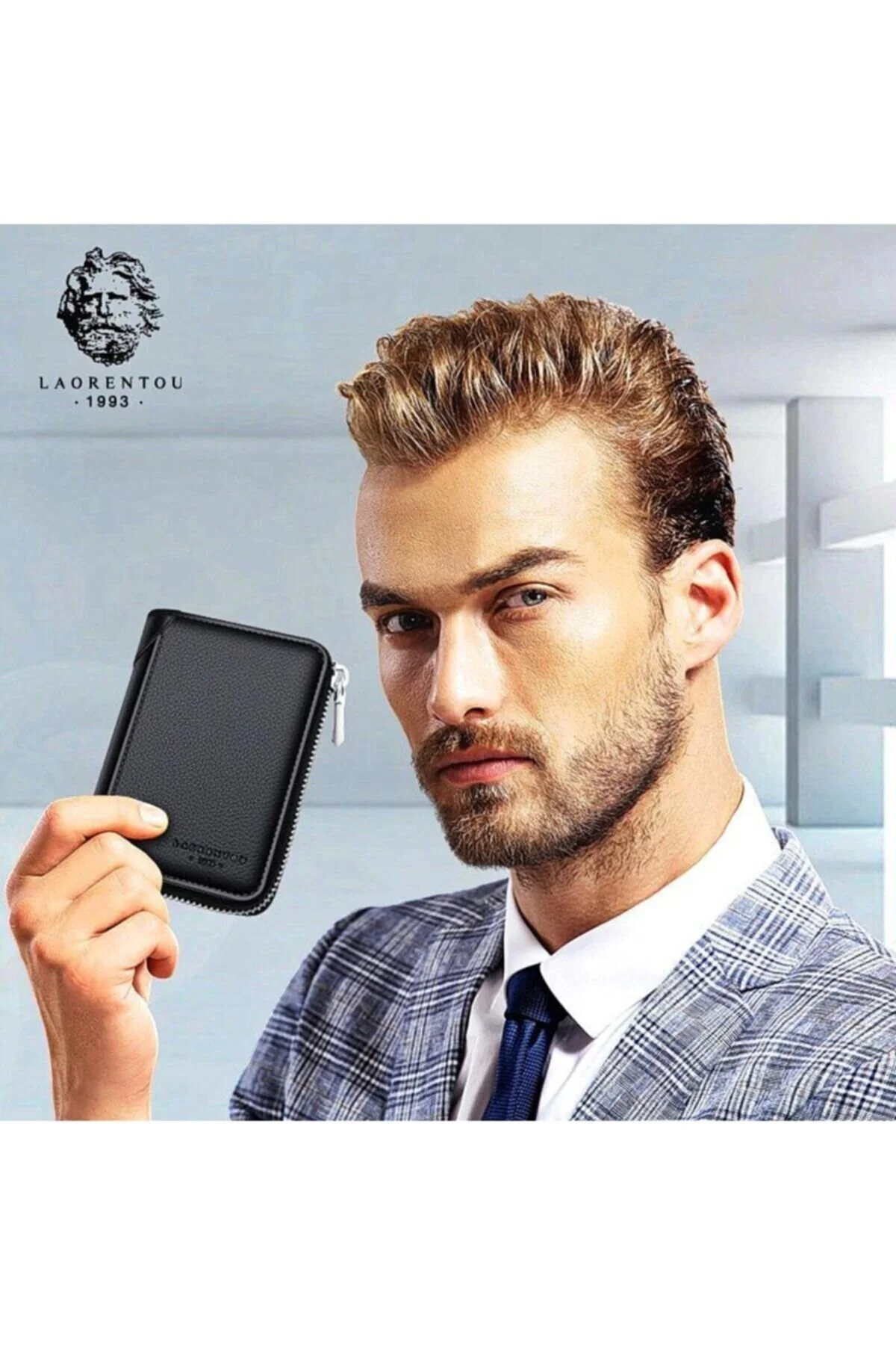 کیف پول مردانه چرمی اصل ایتالیایی کیف کوچک، شیک و بادوام Laorentou