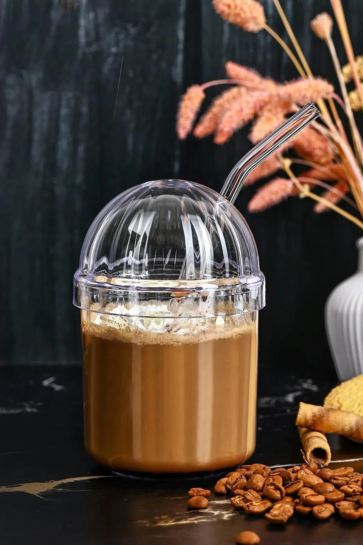 لیوان نارنجی 1 پیپت شیشه ای فنجان پینترست کریستال مقاوم در برابر حرارت | قهوه و ارائه İLİVA