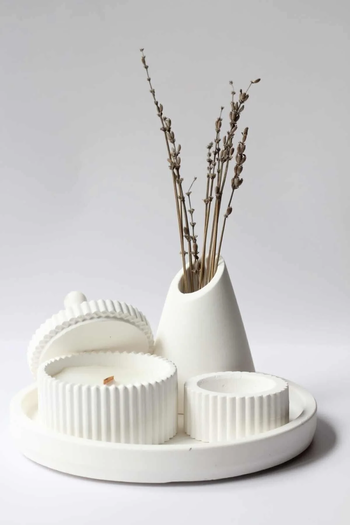 شمع و چراغ سفید ست لوازم جانبی گلدان دهانی مخروطی طرح ویژه 1 homeartplus