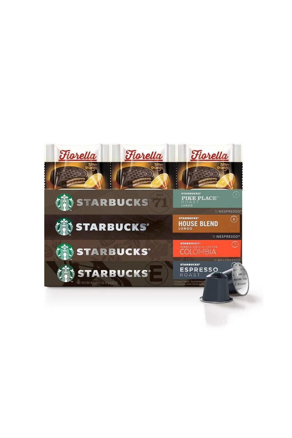 کپسول قهوه ست آلومینیومی سازگار با نسپرسو 4X10 + FIORELLA 20GRX3 استارباکس Starbucks