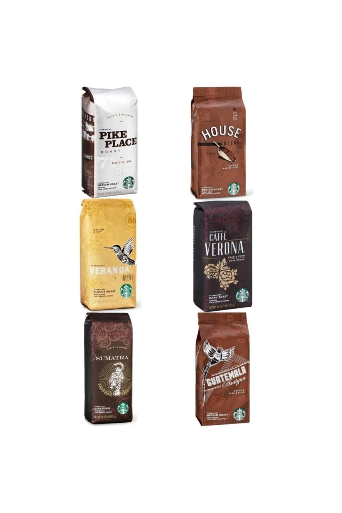 قهوه فیلتر و دانه کامل های سری MASTERS 250 گرمی ست 6 عددی استارباکس Starbucks