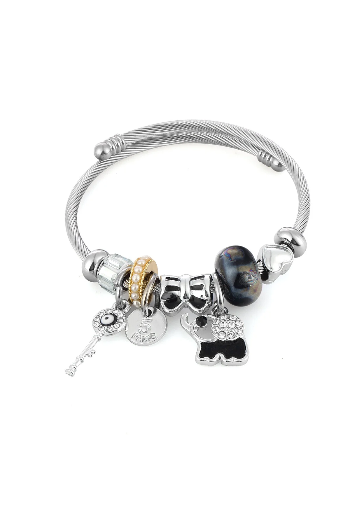 دستبند فولادی زنانه FILLI CHARM BRACELET GIFT مجموعه در جعبه صورتی مخصوص Forentina