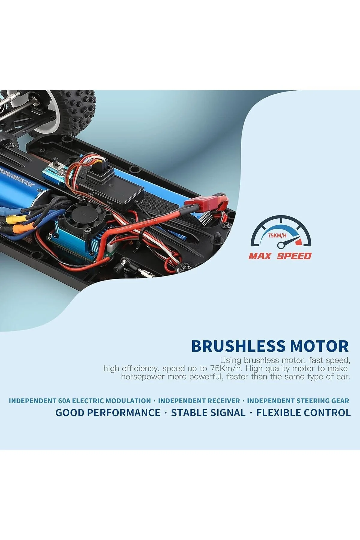 ماشین RC اتومبیل خارج از جاده با سرعت بالا پالت 1 12 هرتز 75 کیلومتر در ساعت 4WD RTR METAL toystower