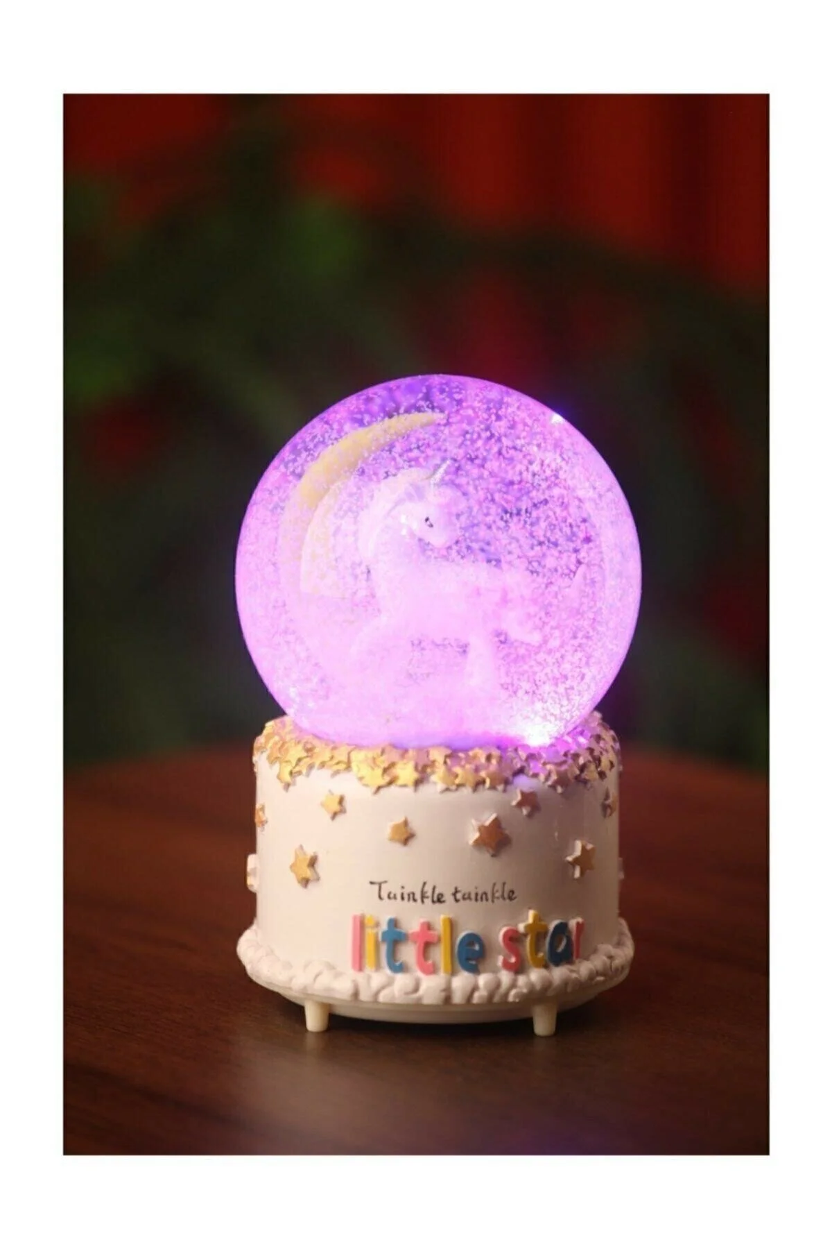گوی برفی جعبه موزیک SNOW SPRAYING UNICORN THEMED GLOBE با نور 16 سانتی متر از ترکیه hediyeofisi