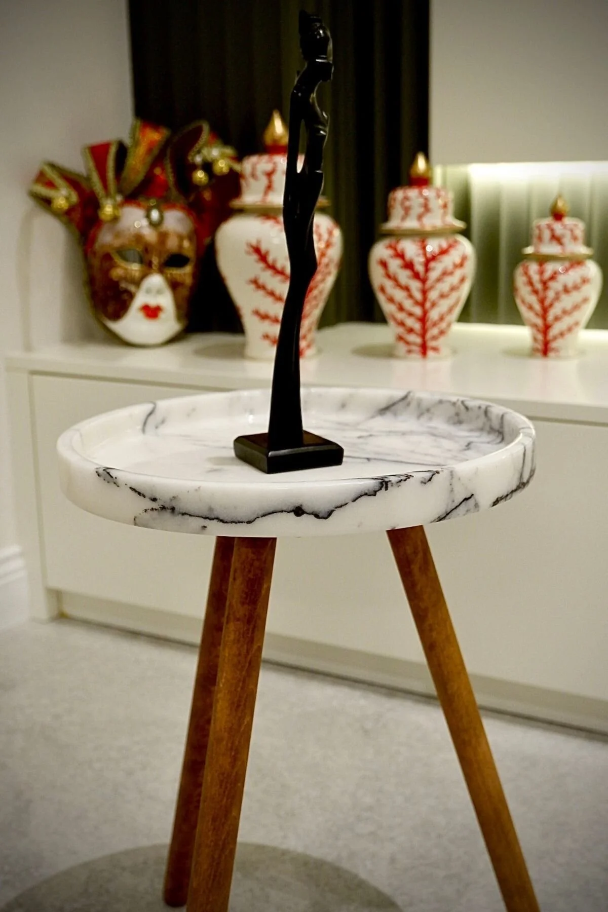 میز بغل مبلی قهوه چای MARBLE 100 ٪ سنگ مرمر اصلی Voodo Concept
