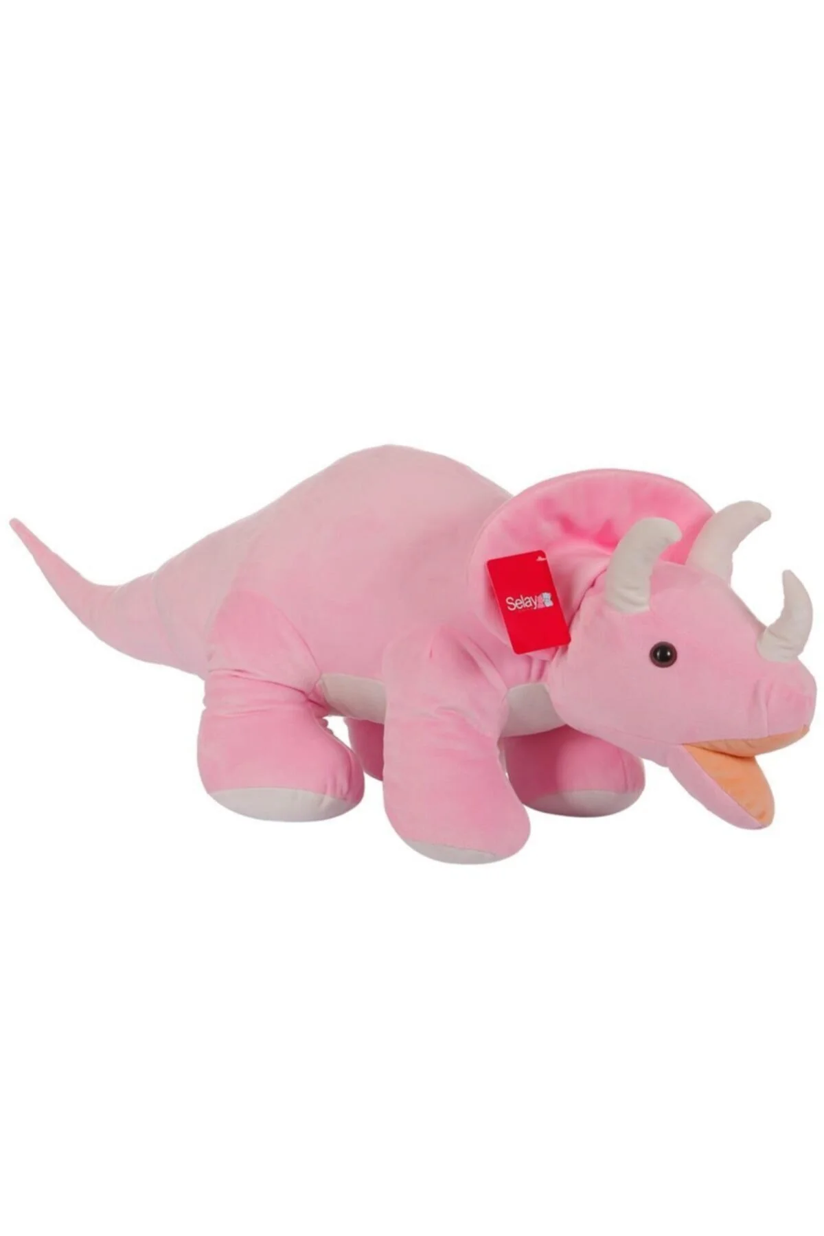 اسباب بازی های پشمی دایناسور مخمل دار TRICERATOPS 90CM صورتی Genel Markalar