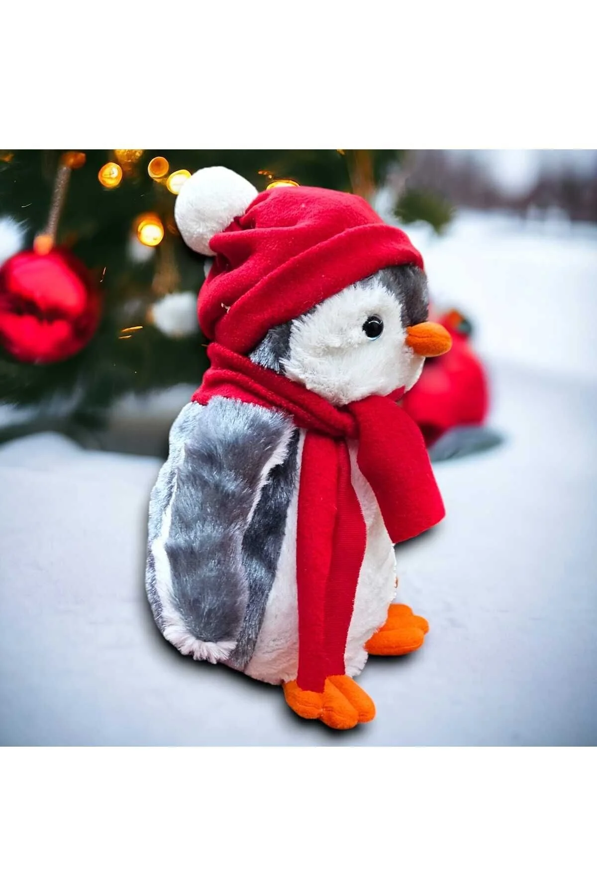 اسباب بازی های پشمی TOYZZ 40 سانتی متری پینگو پنگوئن مخمل دار با کلاه قرمزی همراه خواب Mellito