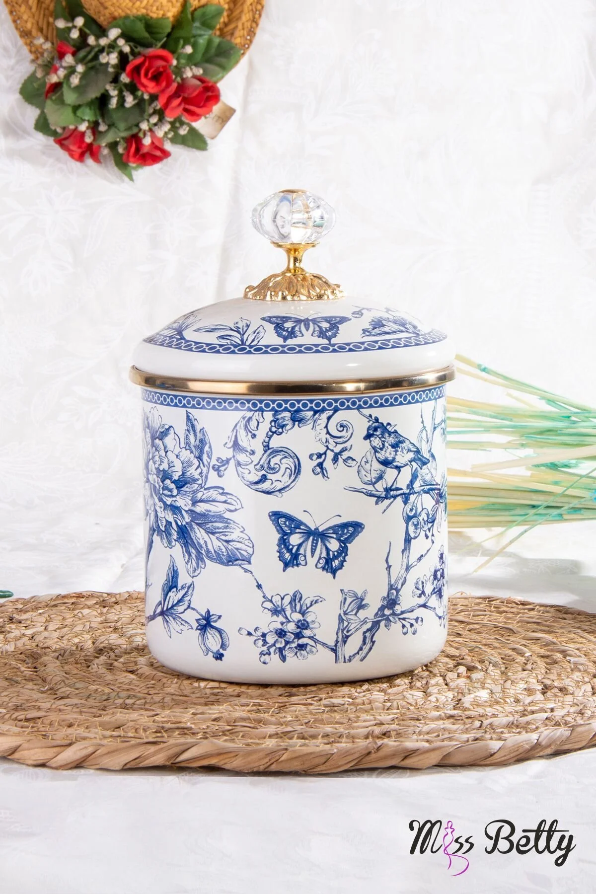 شیشه جار JAR ENAMEL 12 سانتی متر زندگی آبی Miss Betty