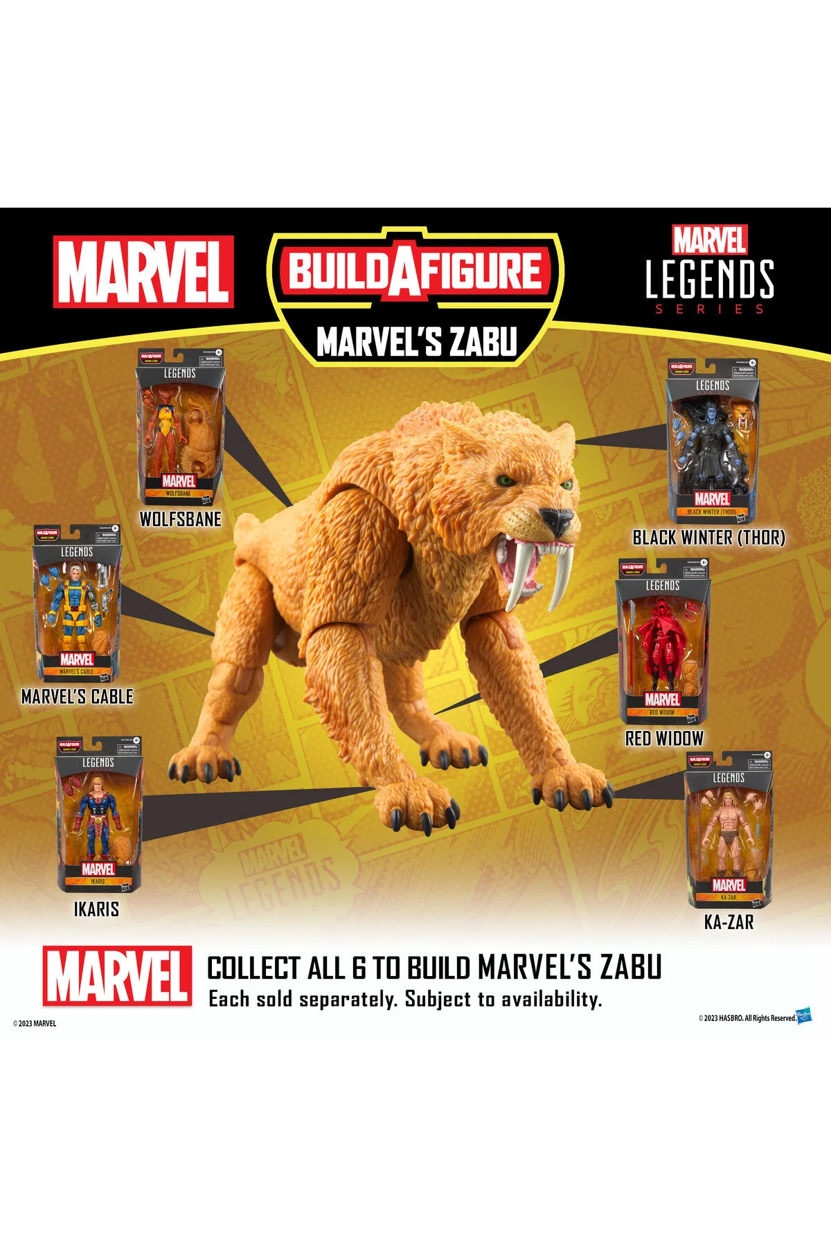فیگور MARVEL LEGENDS KA ZAR کمیک شکل اکشن MARVEL'S ZABU BAF Hasbro