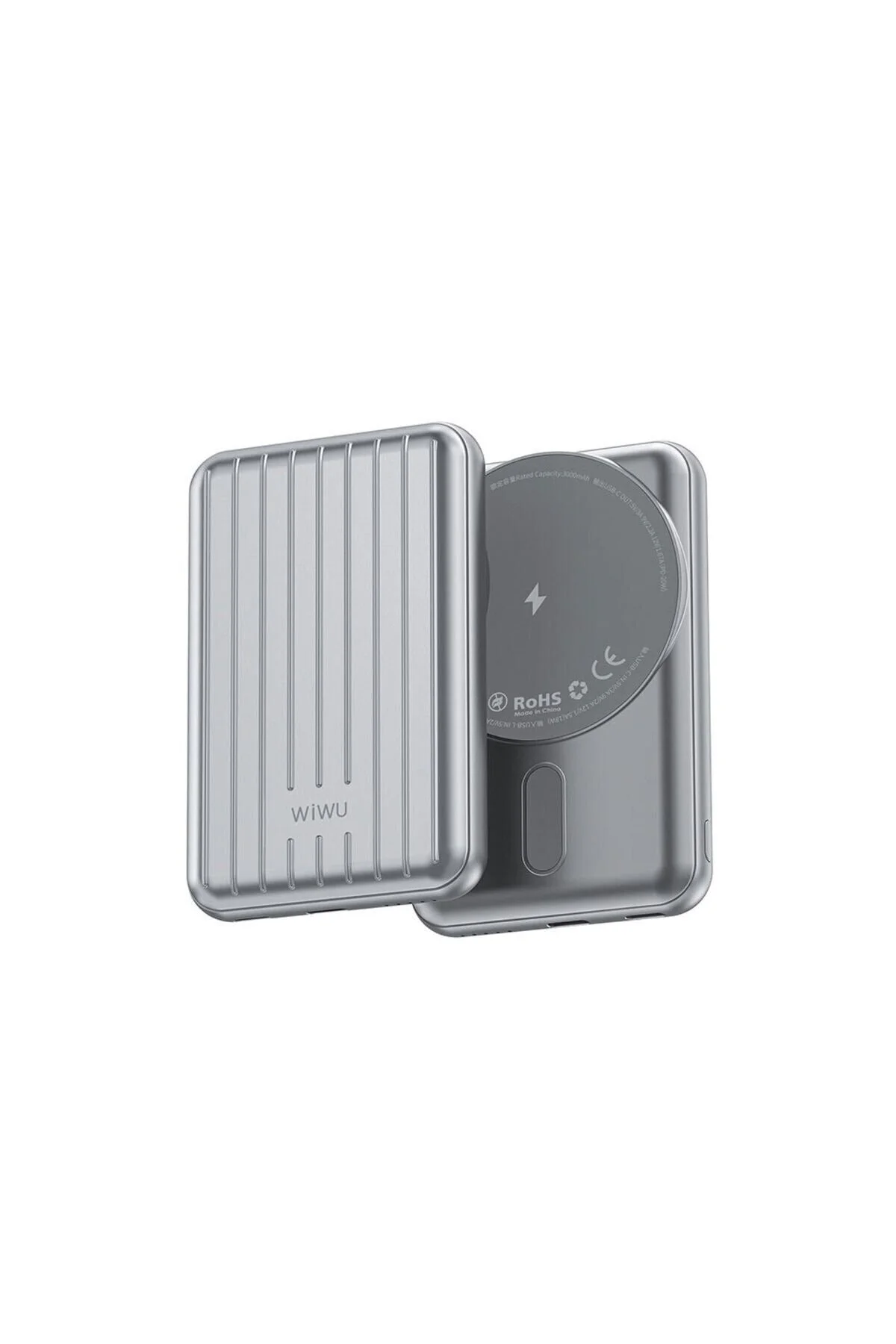 پاوربانک شارژ بی سیم قابل حمل و سریع PD WIWU 15W 5000MAH نقره ای WIWU