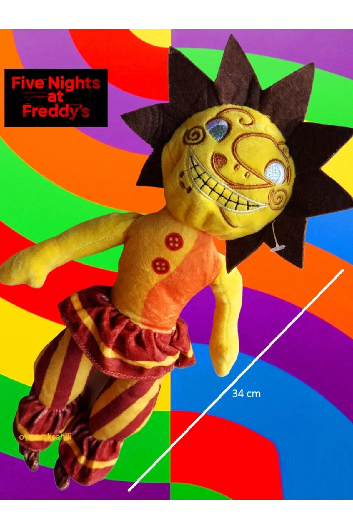 اسباب بازی های پشمی ترسناک FIVE NIGHTS AT FREDDYS کلاه زرد دلقک 34 سانتی متری FNAF متر OYUNCAKSAHİLİ