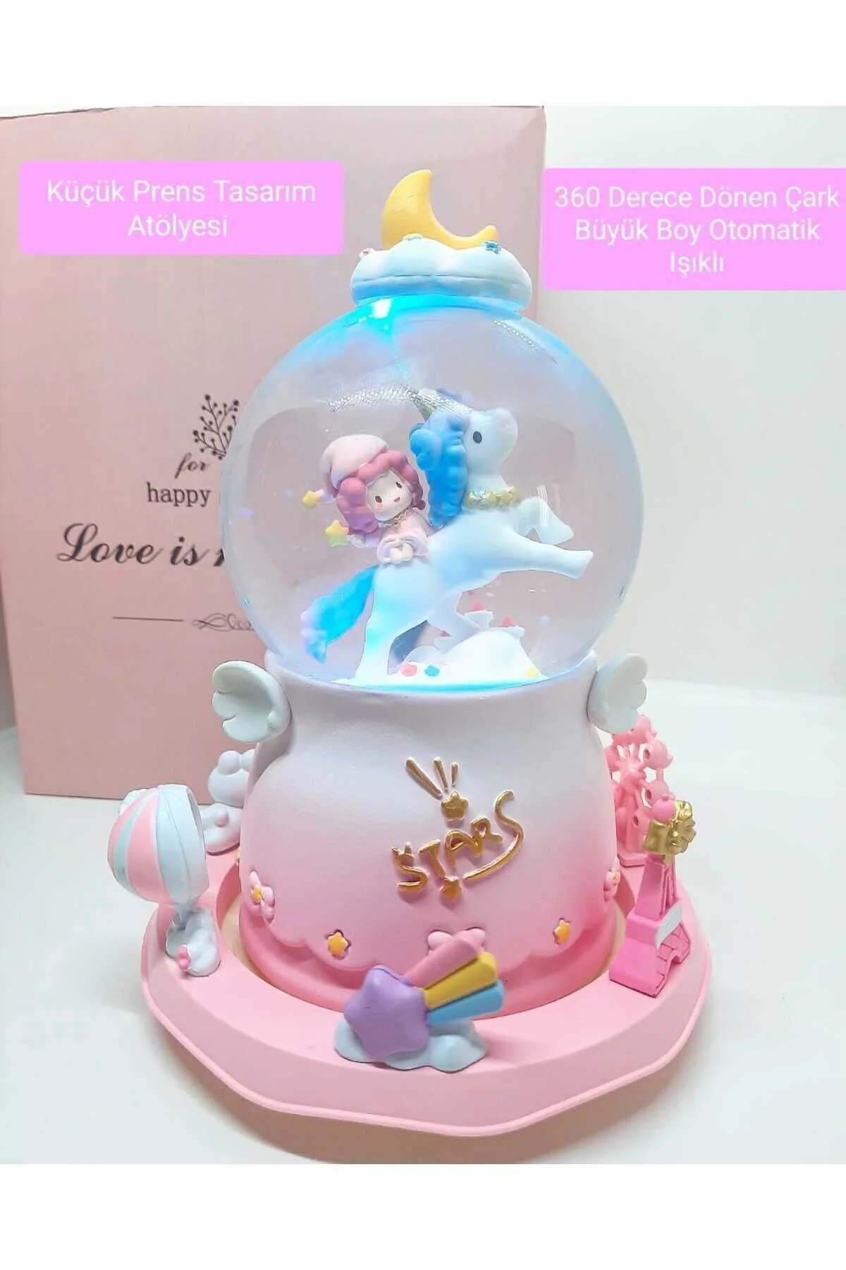 گوی برفی SNOW GLOBE MUSIC BOX چرخ اتوماتیک چرخشی 360 درجه سوغات روز ویژه تکشاخ از ترکیه Genel Markalar