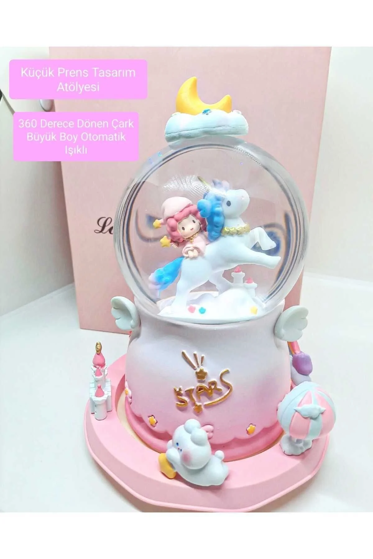 گوی برفی SNOW GLOBE MUSIC BOX چرخ اتوماتیک چرخشی 360 درجه سوغات روز ویژه تکشاخ از ترکیه Genel Markalar
